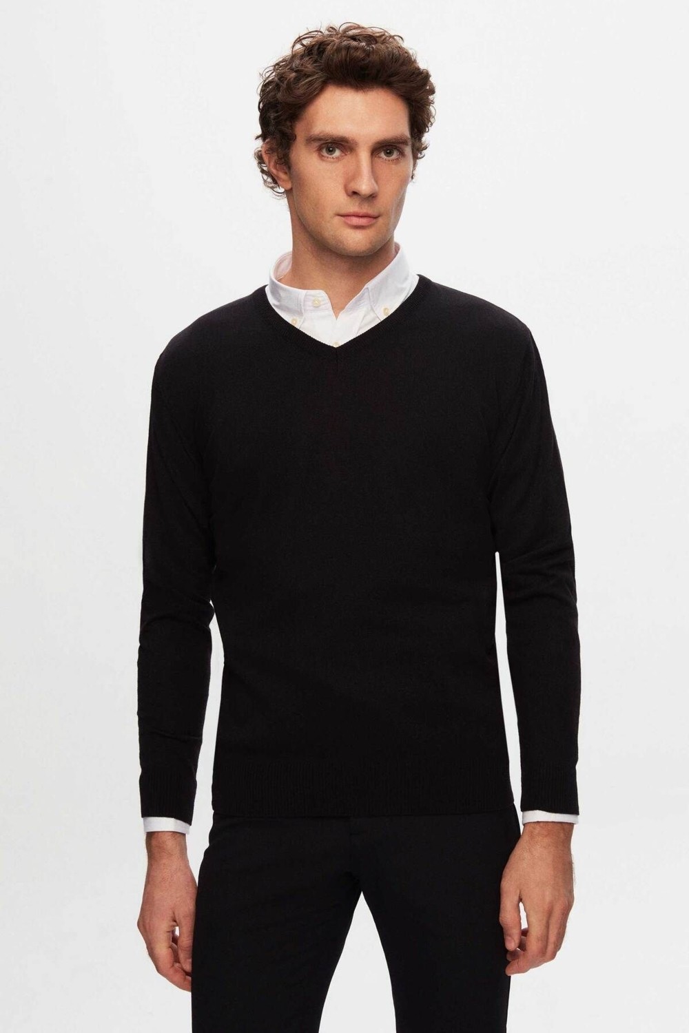 D'S Damat Regular Fit Haki Düz V Yaka Triko Kazak 5HF06ORT12003