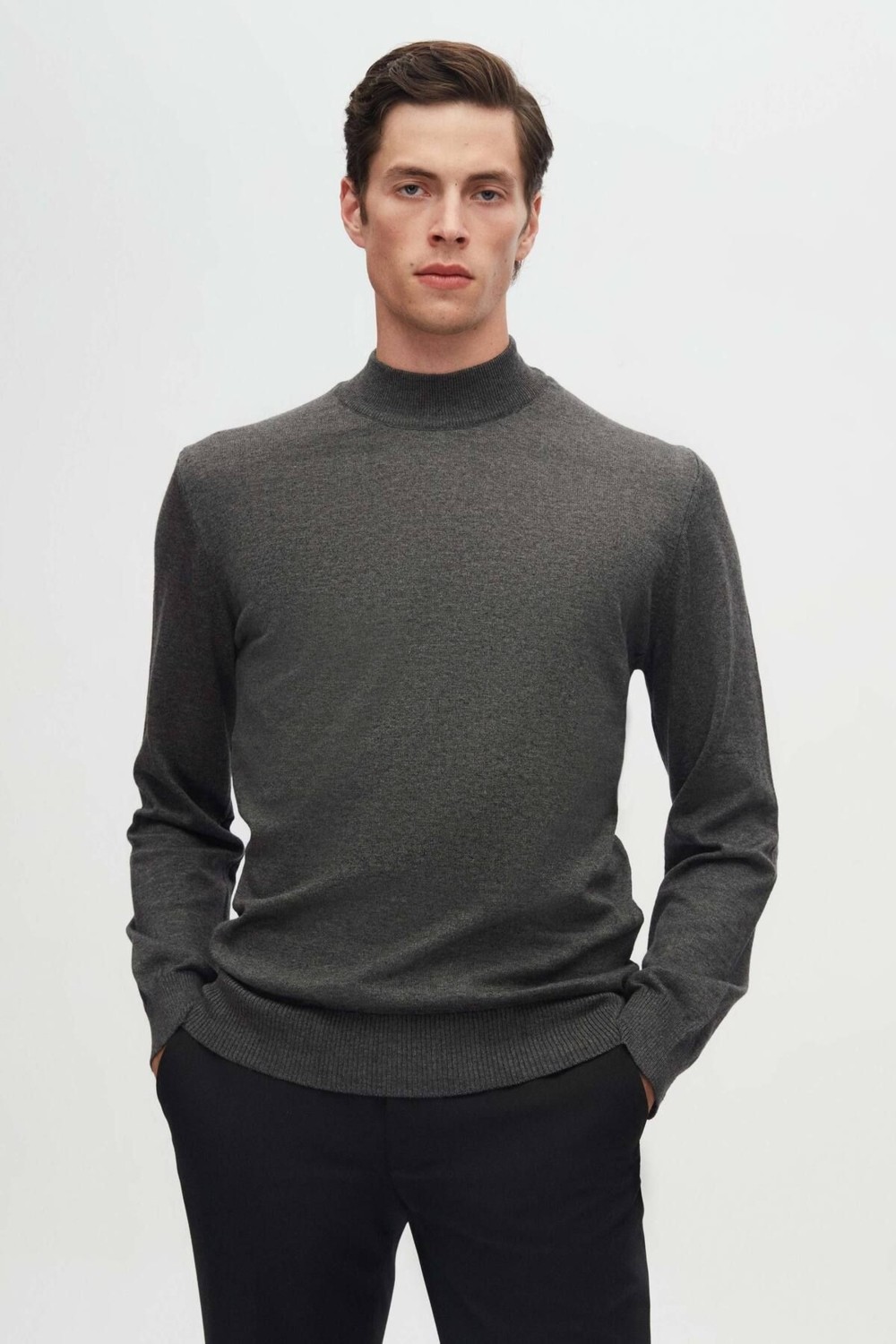 D'S Damat Regular Fit Siyah Pamuk Karışımlı Yarım Balıkçı Triko Kazak 5HF06ORT16275