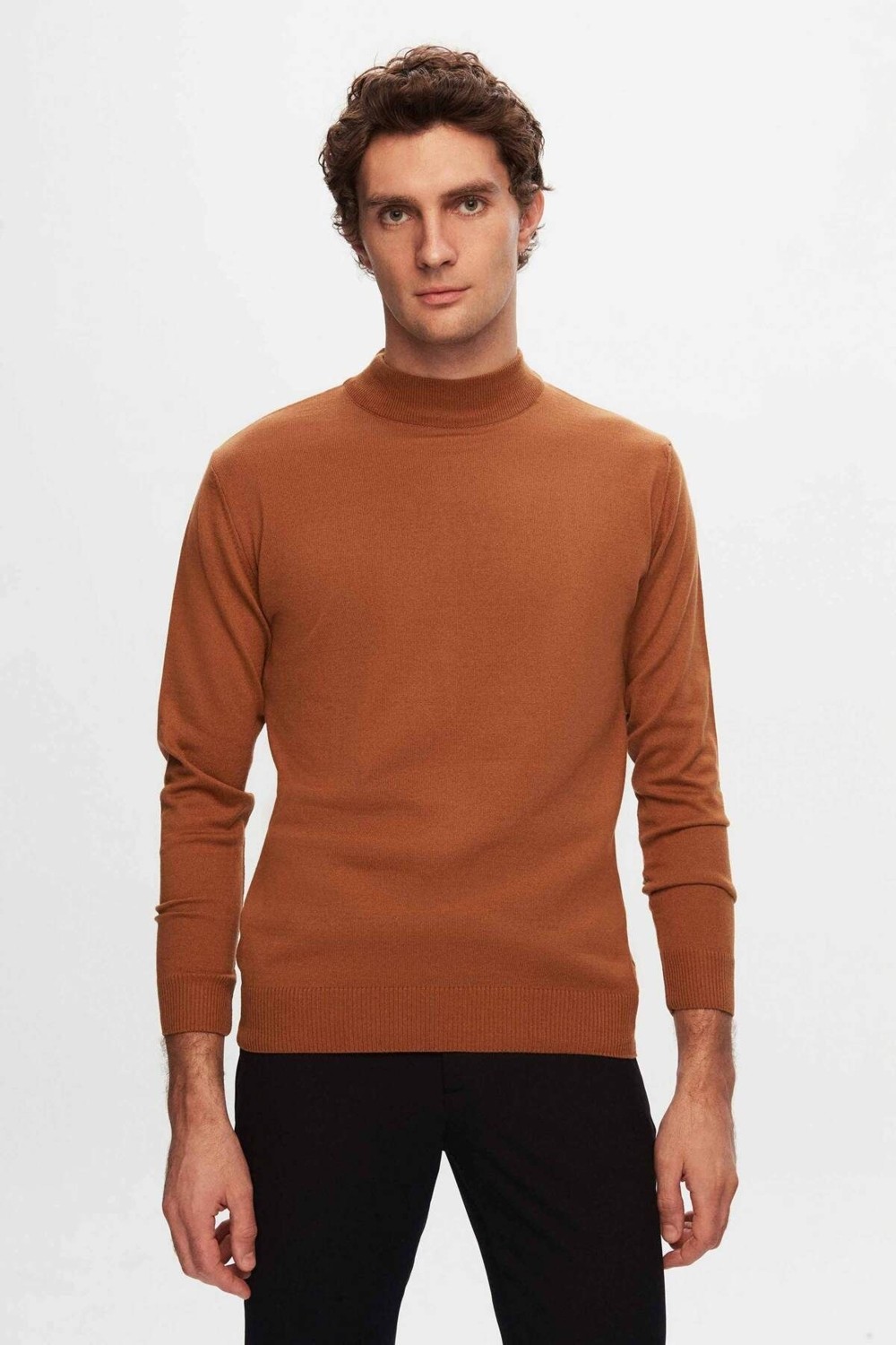 D'S Damat Regular Fit Siyah Pamuk Karışımlı Yarım Balıkçı Triko Kazak 5HF06ORT16275