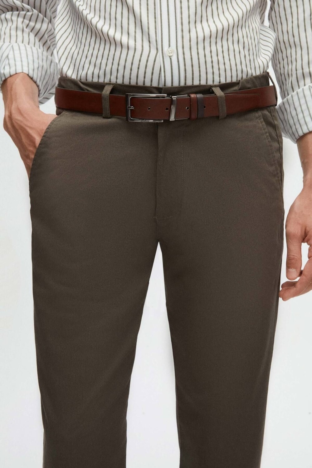 D'S Damat Slim Fit Haki Armürlü Yan Beli Lastikli Esnek Likralı Yandan Cepli Chino Pantolon 2HCC3ORT20001 görsel 7