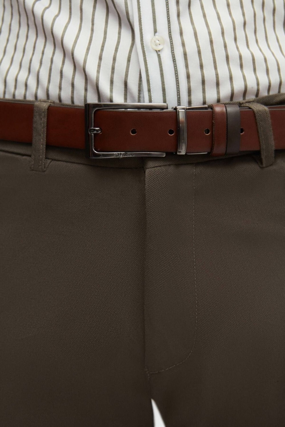 D'S Damat Slim Fit Haki Armürlü Yan Beli Lastikli Esnek Likralı Yandan Cepli Chino Pantolon 2HCC3ORT20001 görsel 8
