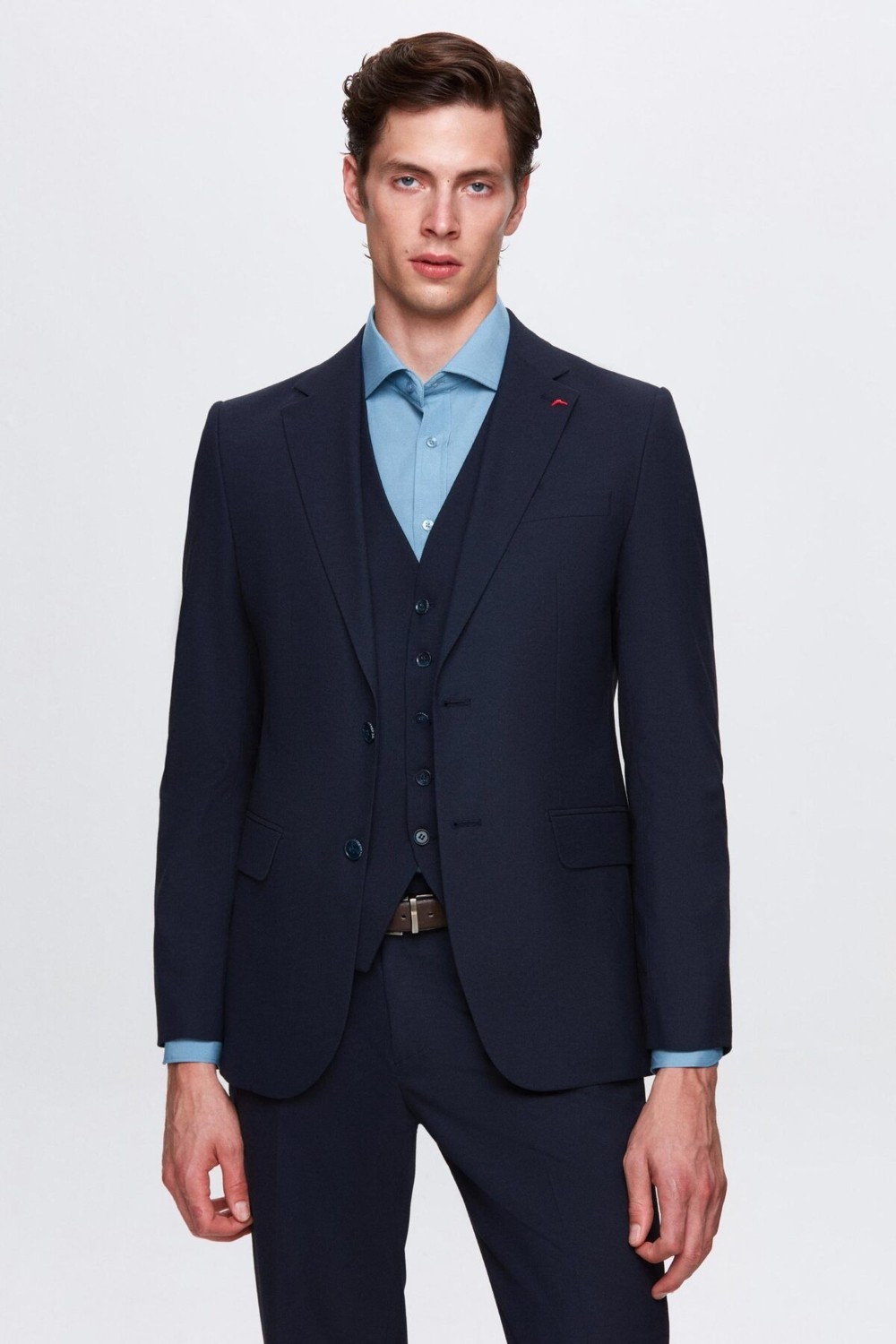 D'S Damat Slim Fit Siyah Mono Yaka Çift Yırtmaçlı Astarlı Takim Elbise Yelekli 4HFY5ORT01599 görsel 7