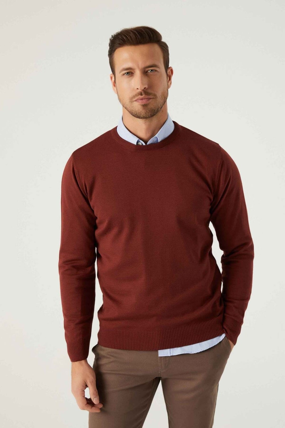D'S Damat Regular Fit Kiremit Pamuk Karışımlı Triko Kazak 5HF06ORT12004 görsel 6