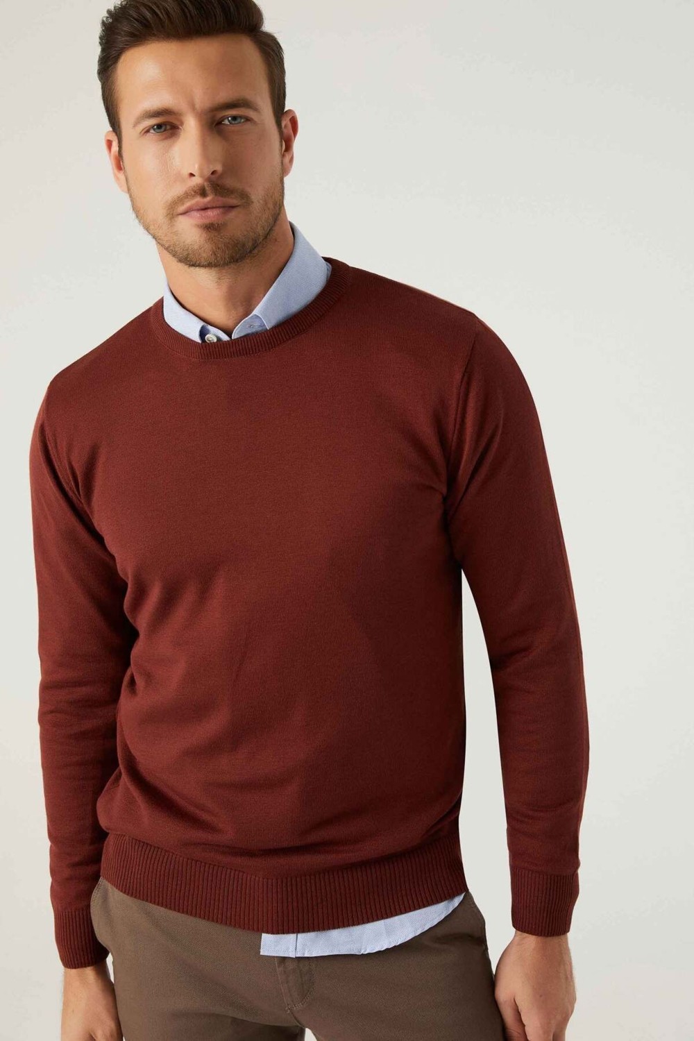 D'S Damat Regular Fit Kiremit Pamuk Karışımlı Triko Kazak 5HF06ORT12004 görsel 7