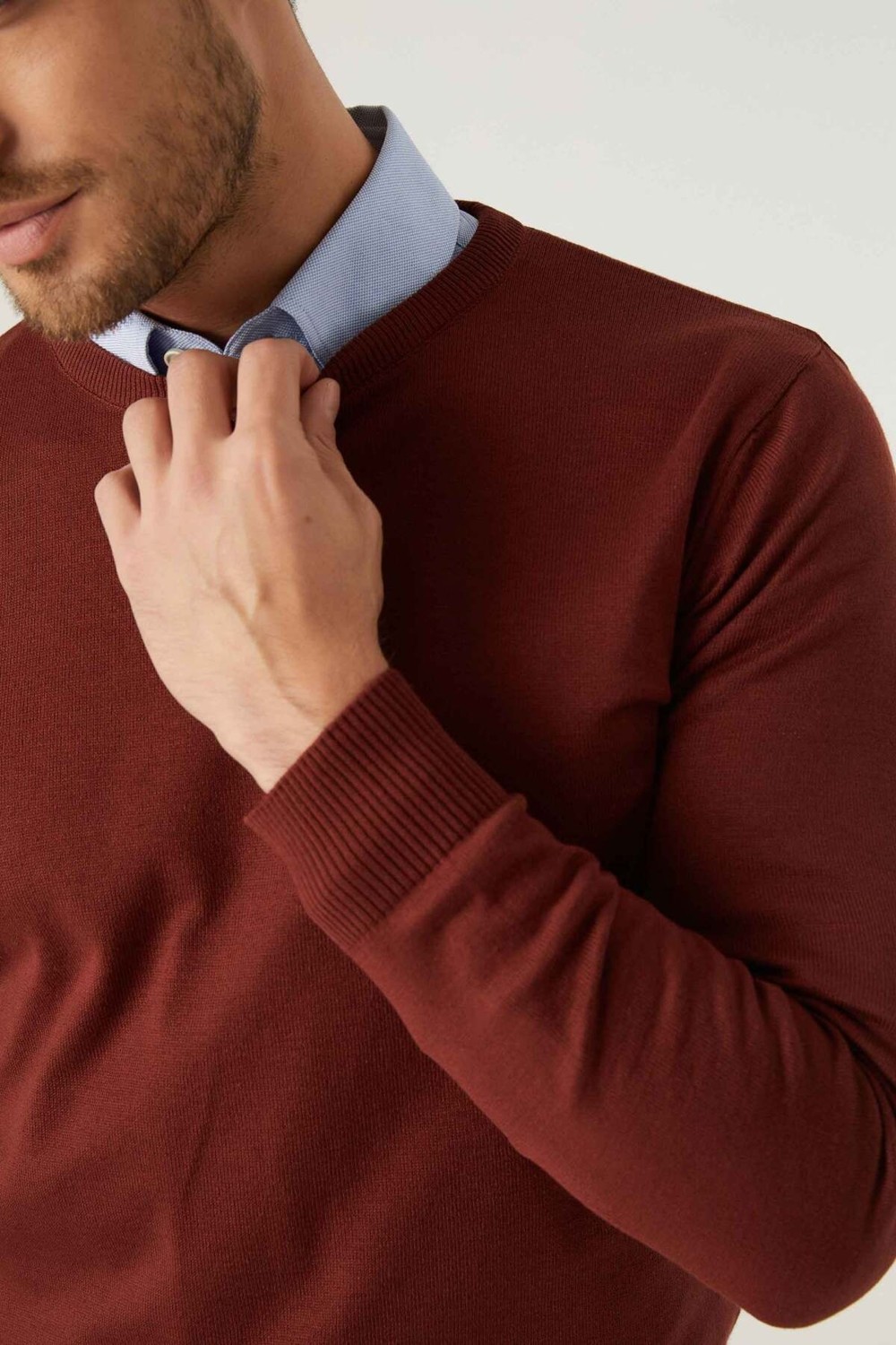 D'S Damat Regular Fit Kiremit Pamuk Karışımlı Triko Kazak 5HF06ORT12004 görsel 8