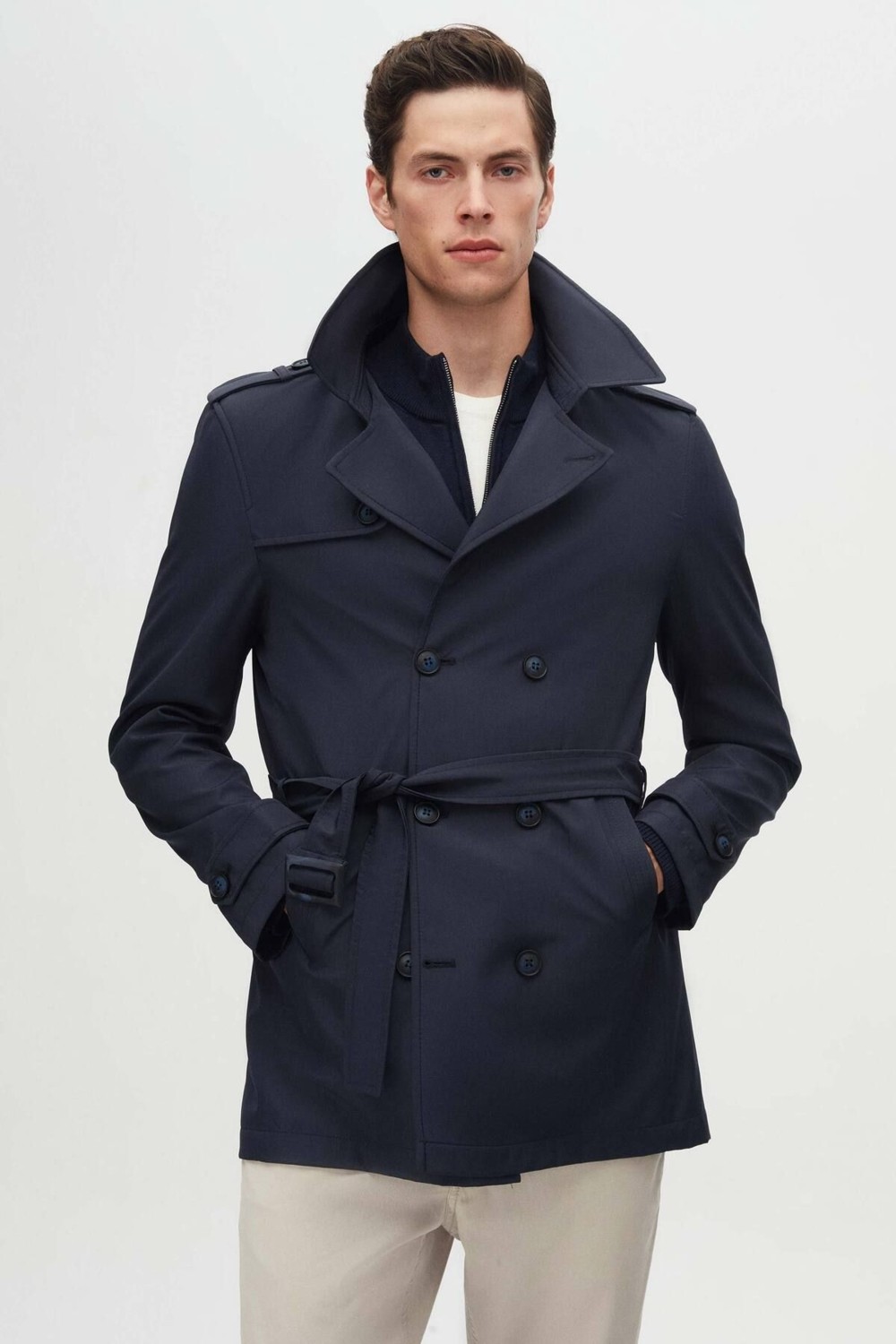 D'S Damat Ds Damat Regular Fit Koyu Bej Apoletli Beli Kemerli Pardösü/trenckot 1HF08ORT00013 görsel 2