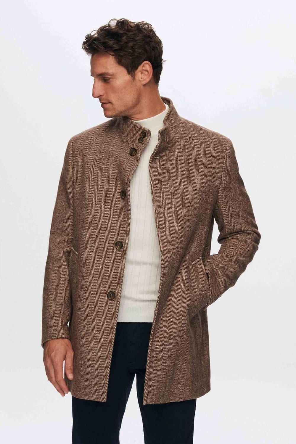 D'S Damat Regular Fit Kahverengi Balıksırtı Kaban 1HF08ORT10003 görsel 2