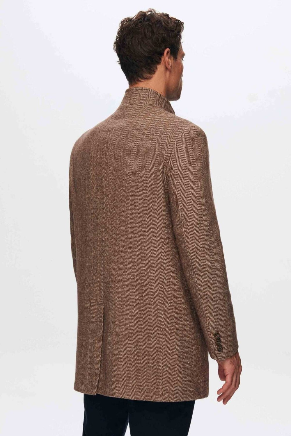 D'S Damat Regular Fit Kahverengi Balıksırtı Kaban 1HF08ORT10003 görsel 6