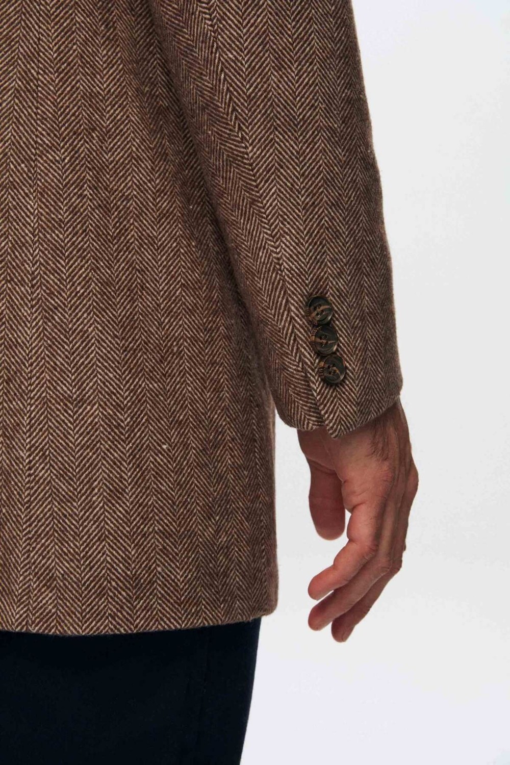 D'S Damat Regular Fit Kahverengi Balıksırtı Kaban 1HF08ORT10003 görsel 7