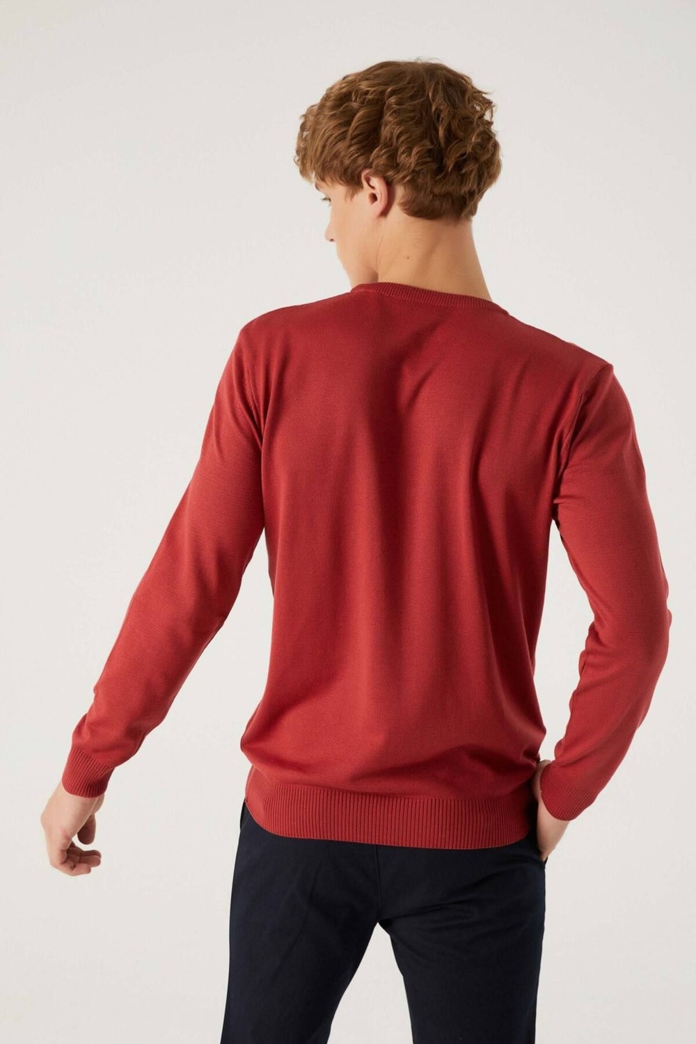 D'S Damat Regular Fit Kiremit Pamuk Karışımlı Triko Kazak 5HF06ORT12004 görsel 4