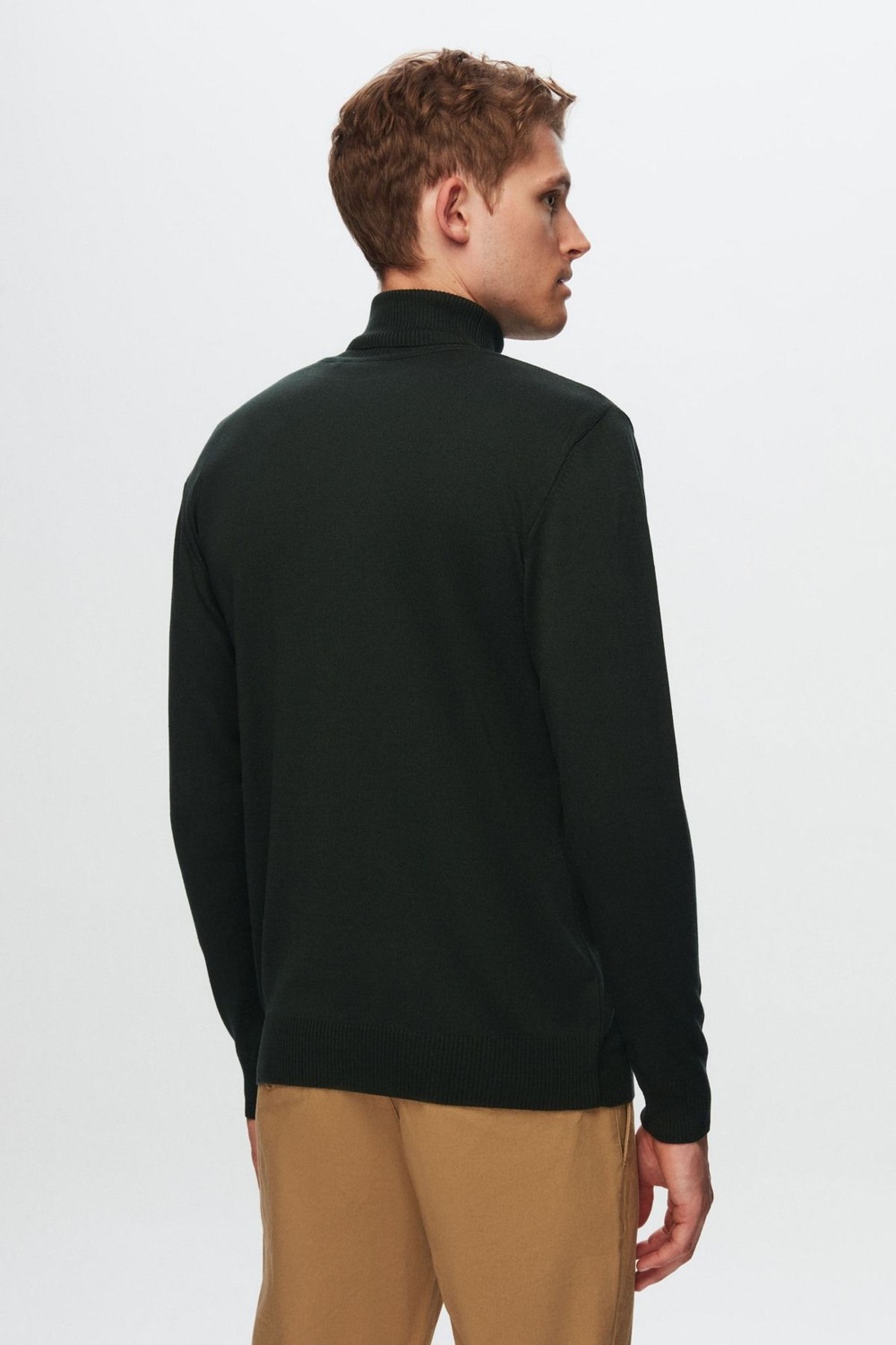 D'S Damat Regular Fit Haki Pamuk Karışımlı Balıkçı Yaka Triko Kazak 5HF06ORT12007 görsel 3