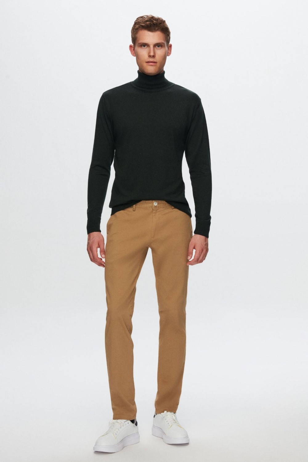 D'S Damat Regular Fit Haki Pamuk Karışımlı Balıkçı Yaka Triko Kazak 5HF06ORT12007 görsel 4