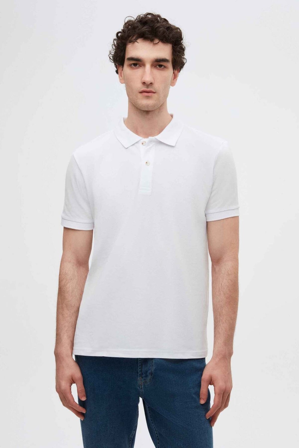 D'S Damat Regular Fit Lacivert Pike Dokulu %100 Pamuk Kıvrılmaz Polo Yaka Nakışlı T-shirt 4HC14ORT51000