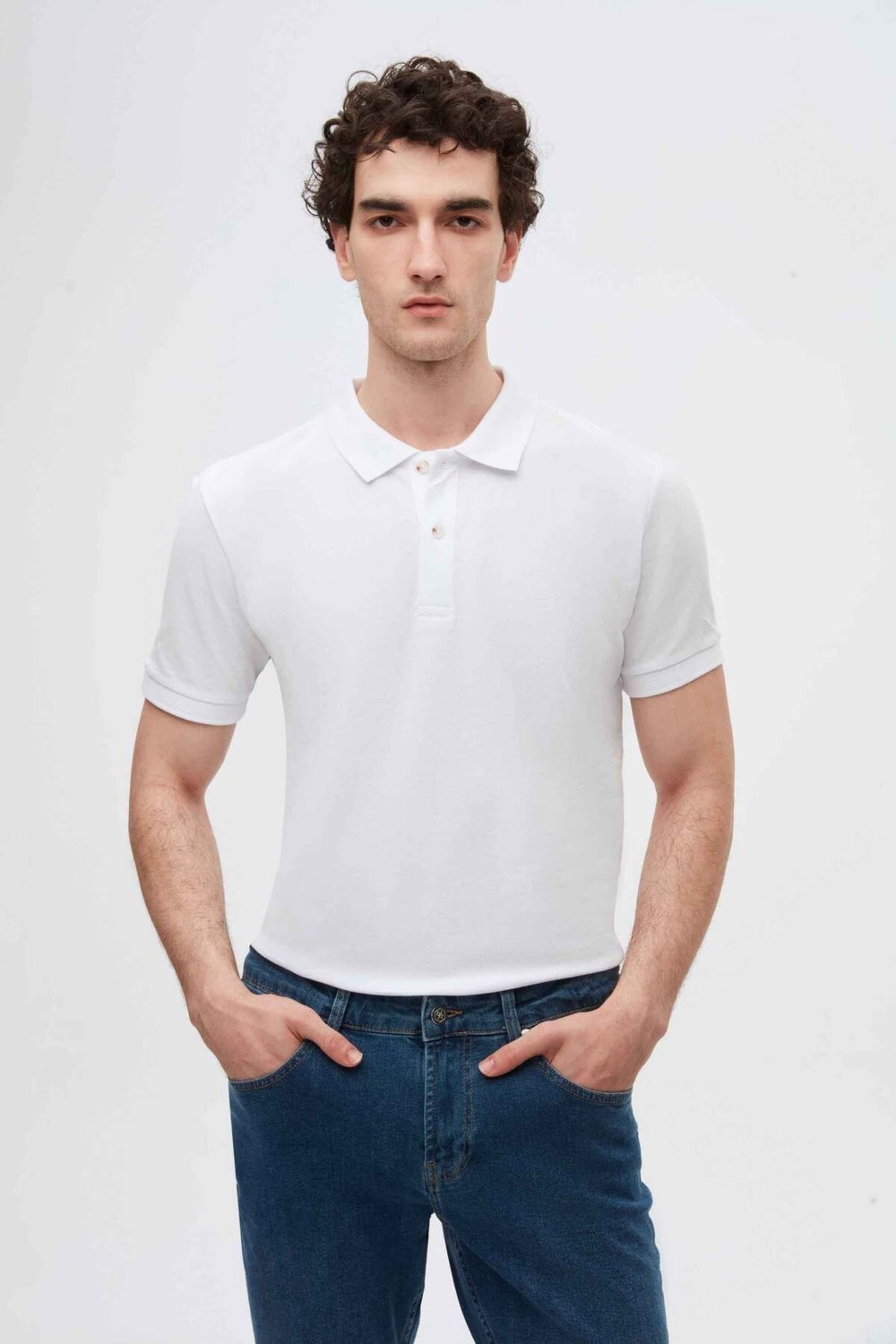 D'S Damat Regular Fit Lacivert Pike Dokulu %100 Pamuk Kıvrılmaz Polo Yaka Nakışlı T-shirt 4HC14ORT51000 görsel 2