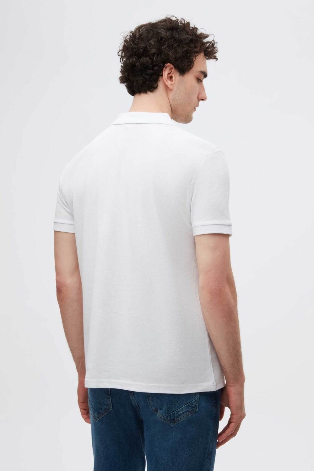 D'S Damat Regular Fit Lacivert Pike Dokulu %100 Pamuk Kıvrılmaz Polo Yaka Nakışlı T-shirt 4HC14ORT51000 görsel 4