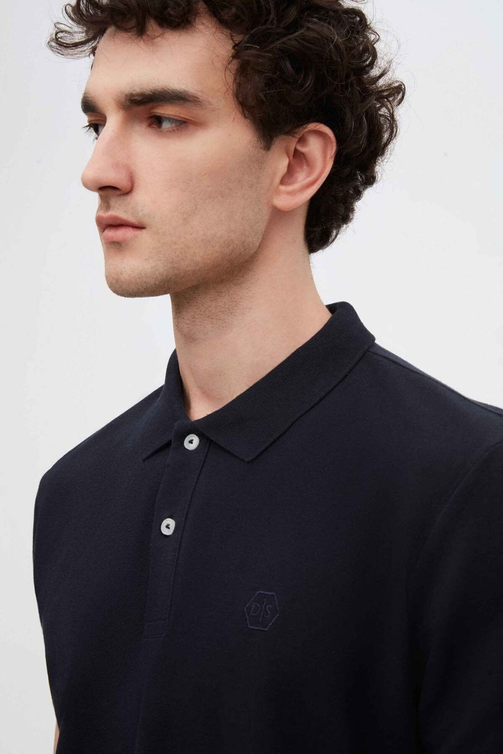 D'S Damat Regular Fit Lacivert Pike Dokulu %100 Pamuk Kıvrılmaz Polo Yaka Nakışlı T-shirt 4HC14ORT51000 görsel 7