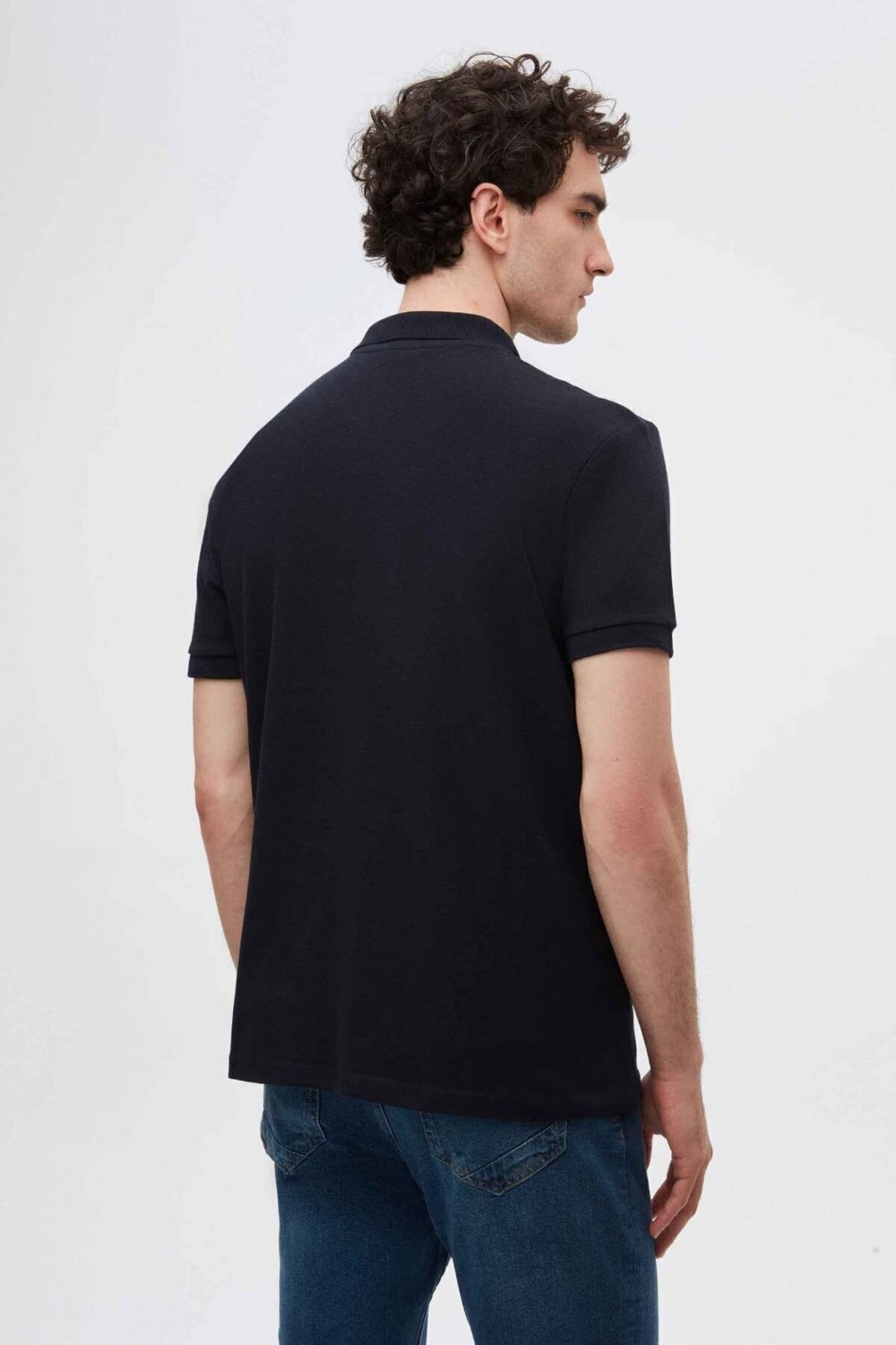 D'S Damat Regular Fit Lacivert Pike Dokulu %100 Pamuk Kıvrılmaz Polo Yaka Nakışlı T-shirt 4HC14ORT51000 görsel 8