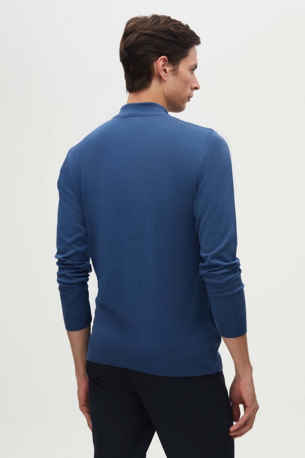 D'S Damat Regular Fit Mavi Pamuk Karışımlı Yarım Balıkçı Triko Kazak 5HF06ORT16275 görsel 6