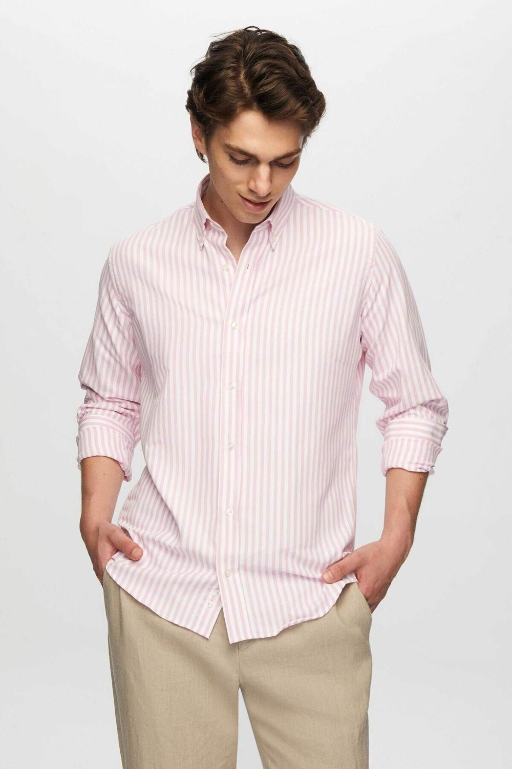 D'S Damat Ds Damat Slim Fit Yeşil Çizgili Gömlek 0HC02ORT11265 görsel 3