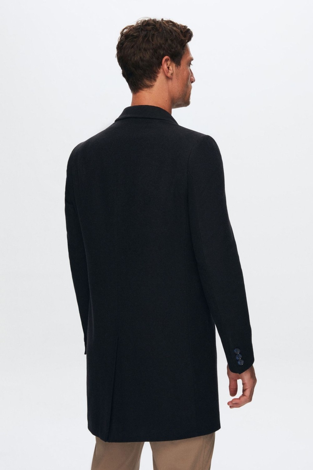 D'S Damat Erkek Siyah Kaşe Kaban, %30 Yün %70 Akrilik, Regular Fit, Mono Yaka, Düz Desen, Kışlık Şık Model 5HF08ORT10000 görsel 4