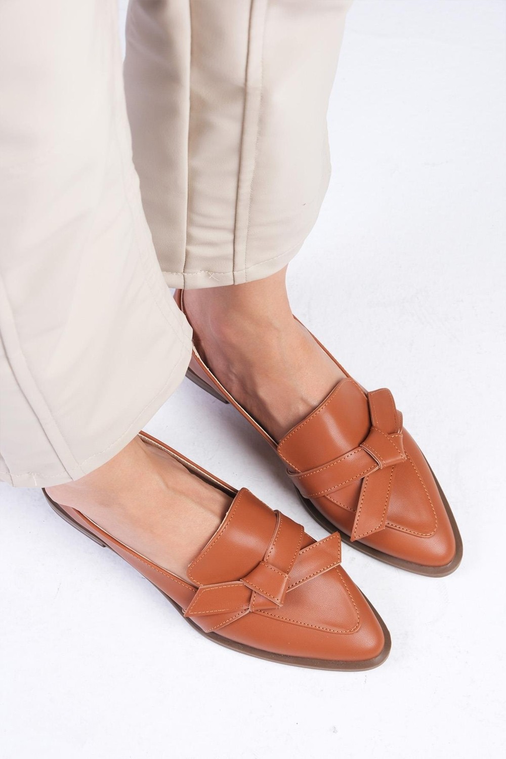 Mio Gusto Ezra Taba Renk Kadın Loafer Günlük Düz Ayakkabı
