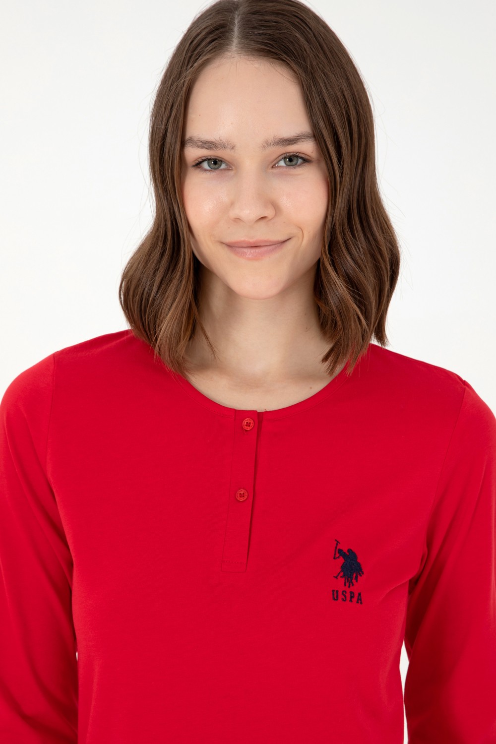 U.S. Polo Assn. Kadın Kırmızı Pijama Takımı 50303412-VR030 görsel 2