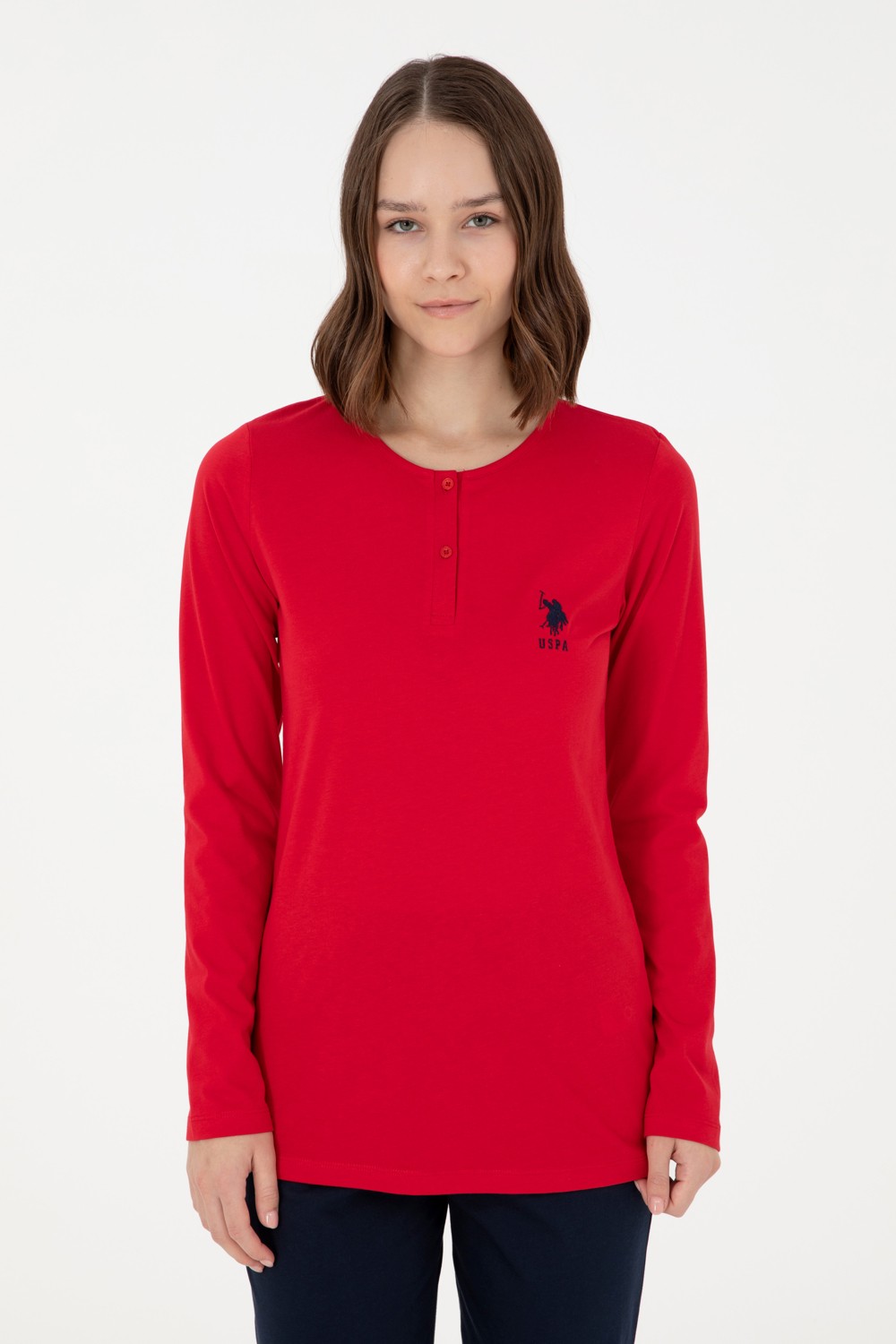 U.S. Polo Assn. Kadın Kırmızı Pijama Takımı 50303412-VR030 görsel 3