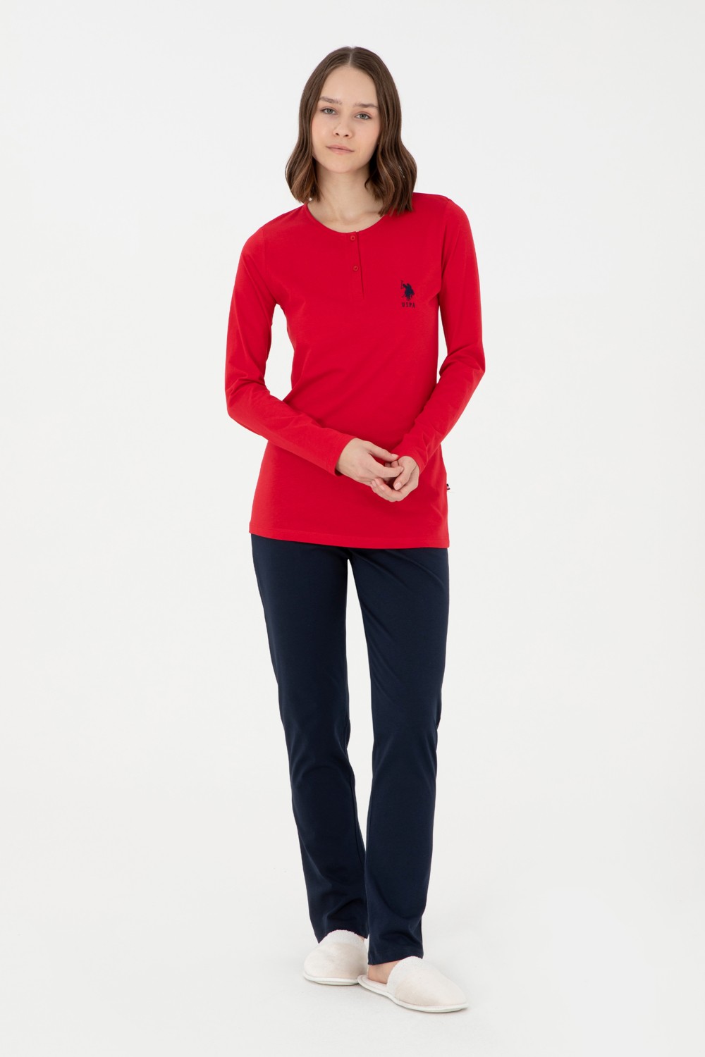 U.S. Polo Assn. Kadın Kırmızı Pijama Takımı 50303412-VR030 görsel 4