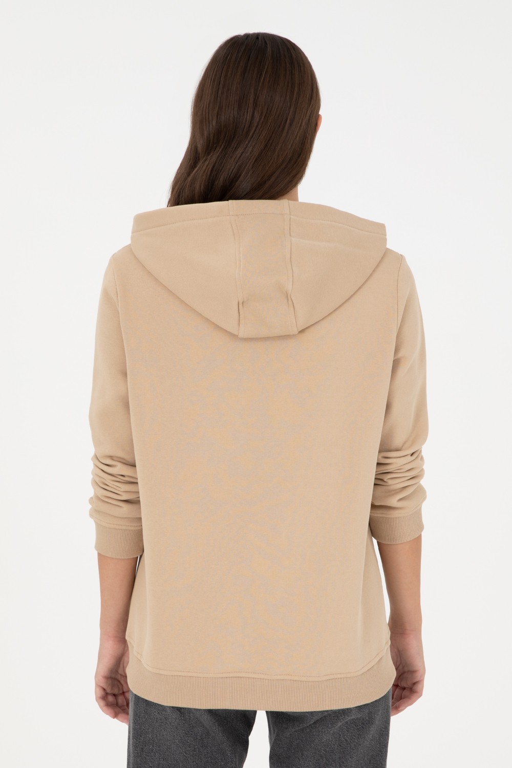 U.S. Polo Assn. Kadın Kum Basic Kapüşonlu Sweatshirt 50289536-VR085 görsel 5