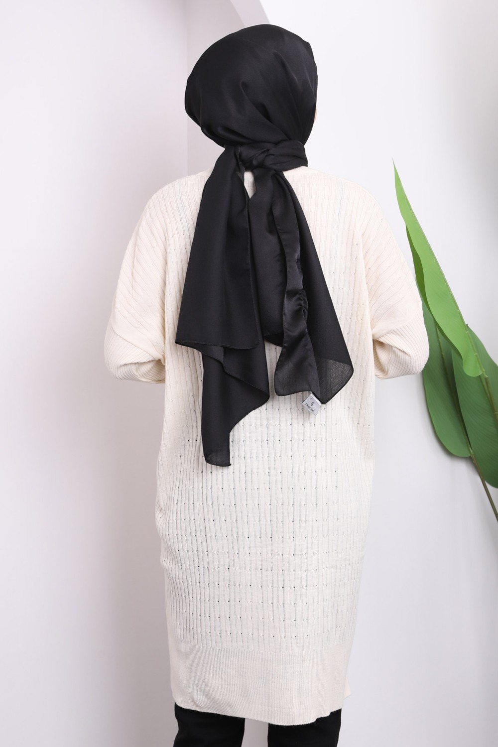 İmaj Butik Krem Bisiklet Yaka Merserize Salaş Triko Tunik görsel 3
