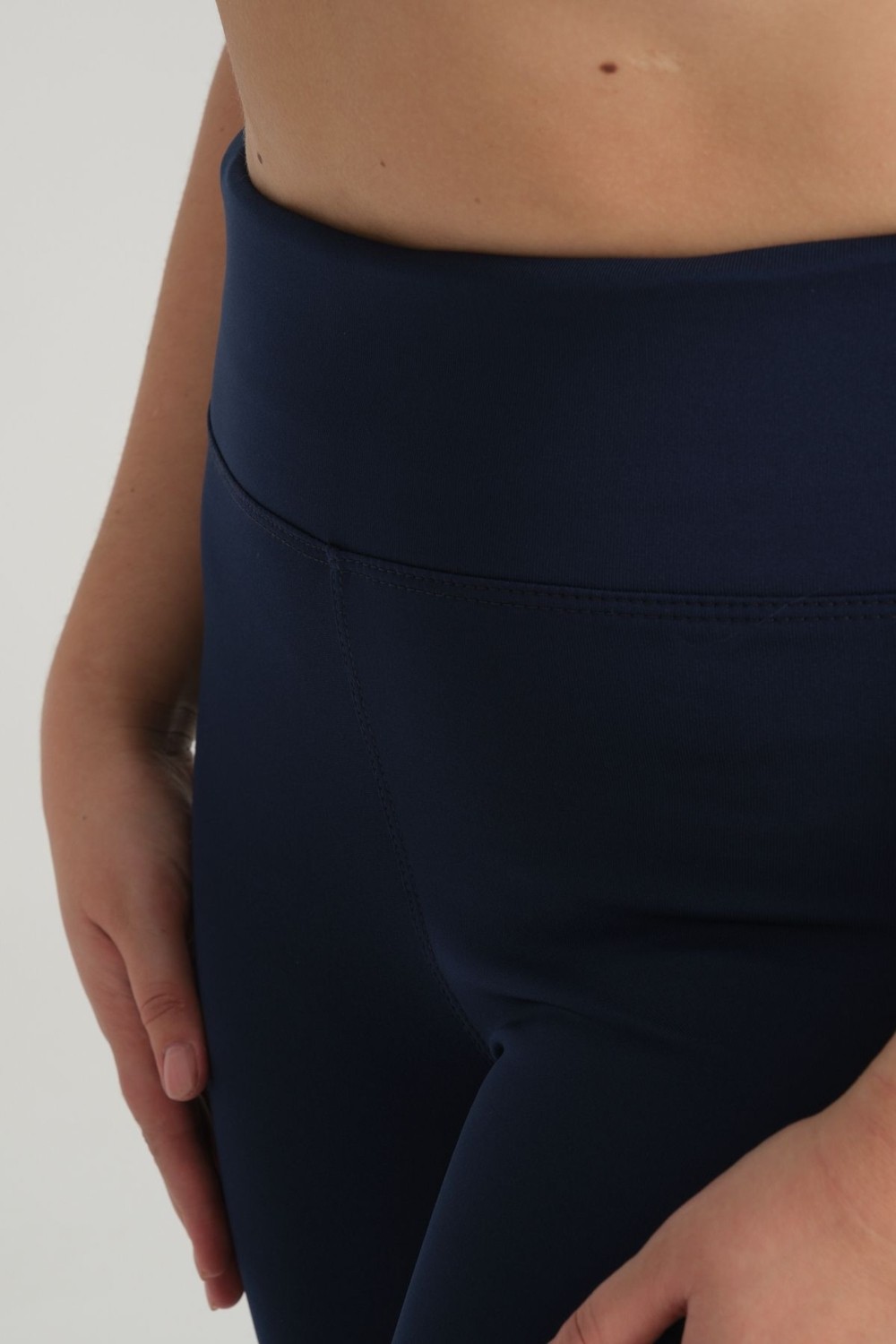 Banega Curve Büyük Beden Örme Şardonlu Polarlı Kışlık Lacivert Tayt görsel 8