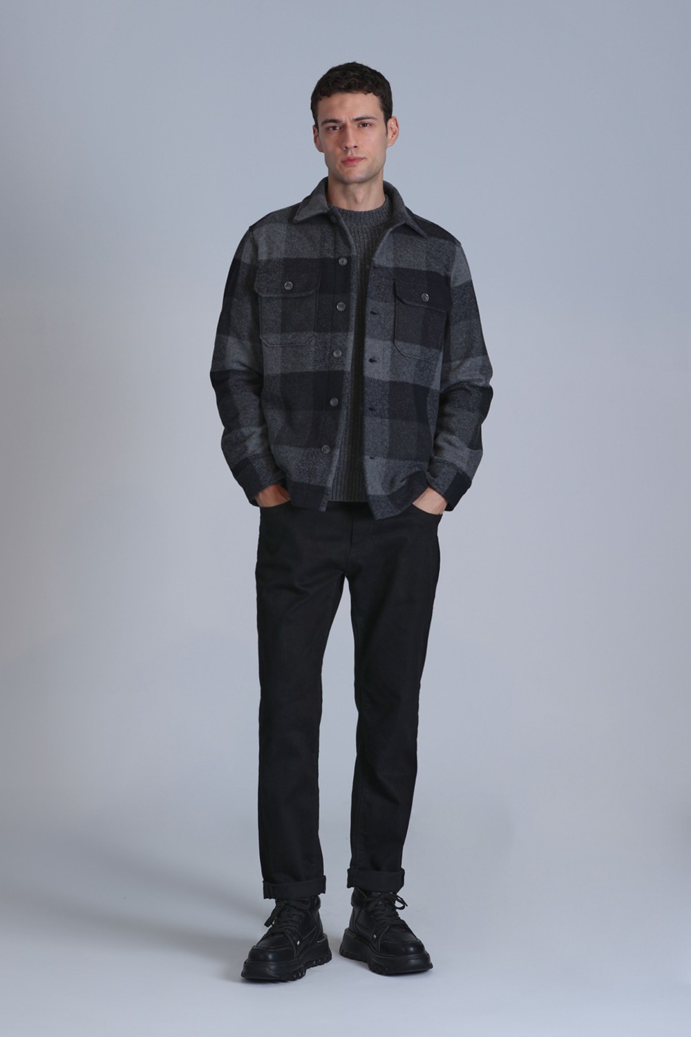 Lufian Broken Erkek Basic Gömlek Slim Fit Siyah görsel 2
