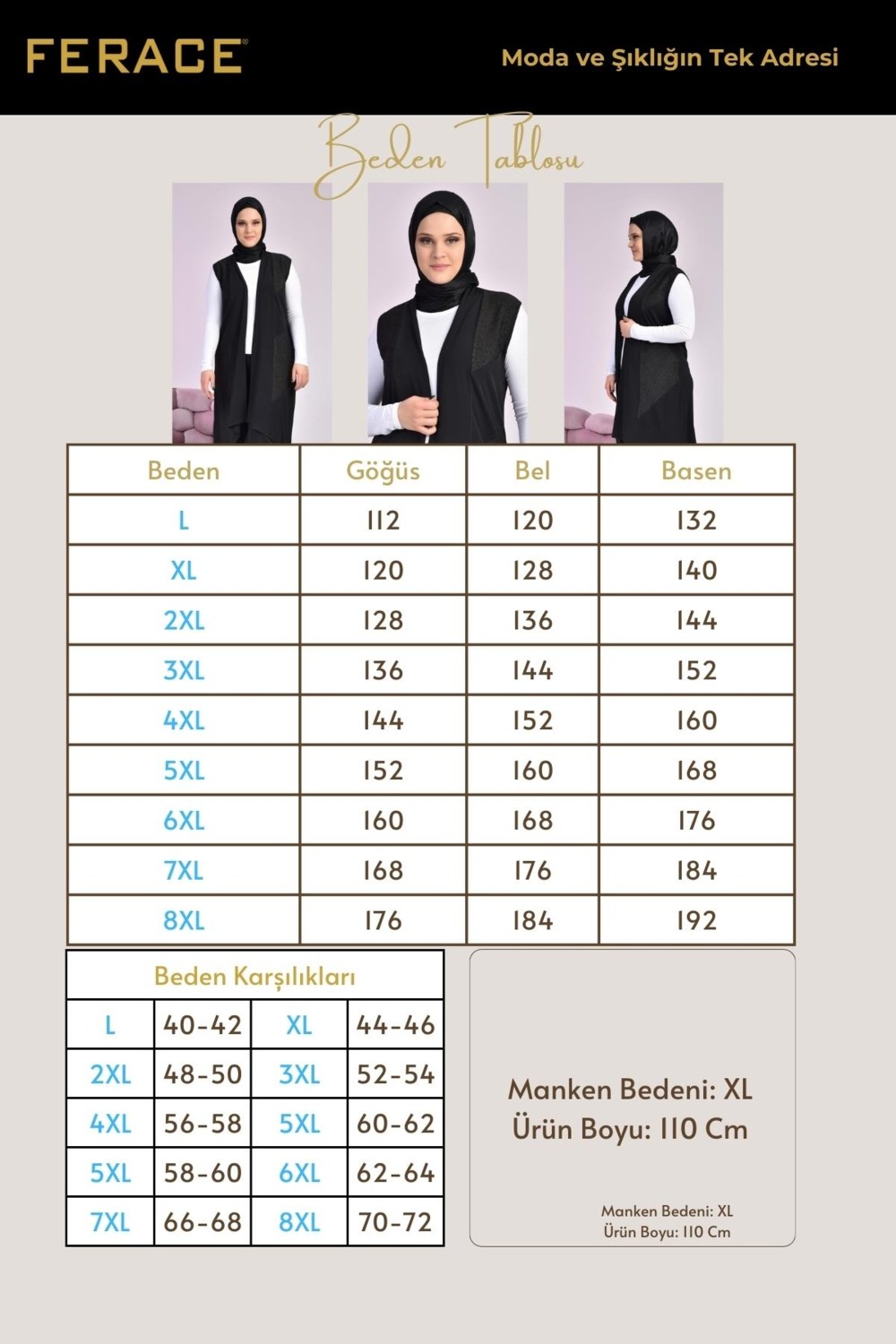 FERACE Kadin Buyuk Beden Siyah Uzun Deri Yelek Tesettur Asimetrik Kesim görsel 2