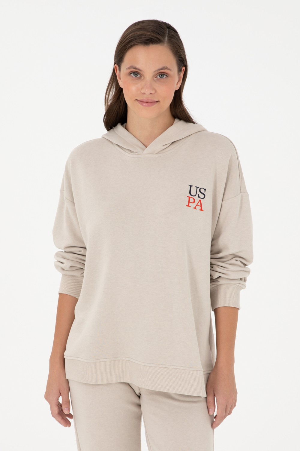 U.S. Polo Assn. Kadın Taş Kapüşonlu Sweatshirt 50291265-VR049