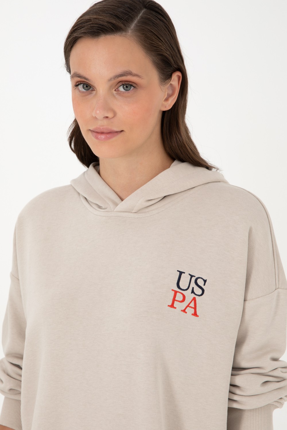 U.S. Polo Assn. Kadın Taş Kapüşonlu Sweatshirt 50291265-VR049 görsel 2