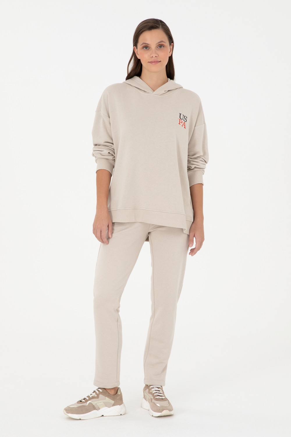 U.S. Polo Assn. Kadın Taş Kapüşonlu Sweatshirt 50291265-VR049 görsel 4