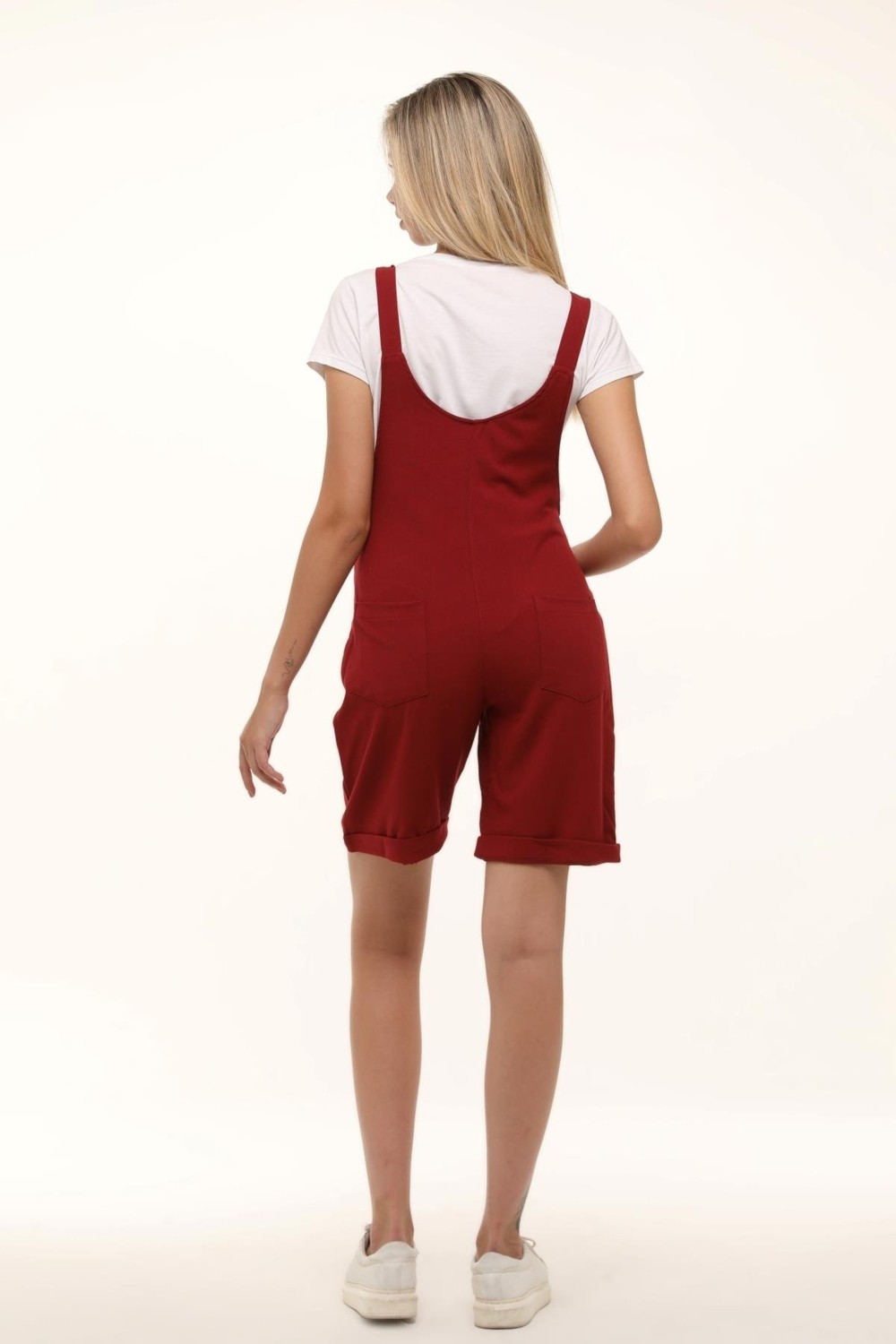 Luvmabelly MYRB6207 - Bordo Hamile Şort Salopet görsel 5
