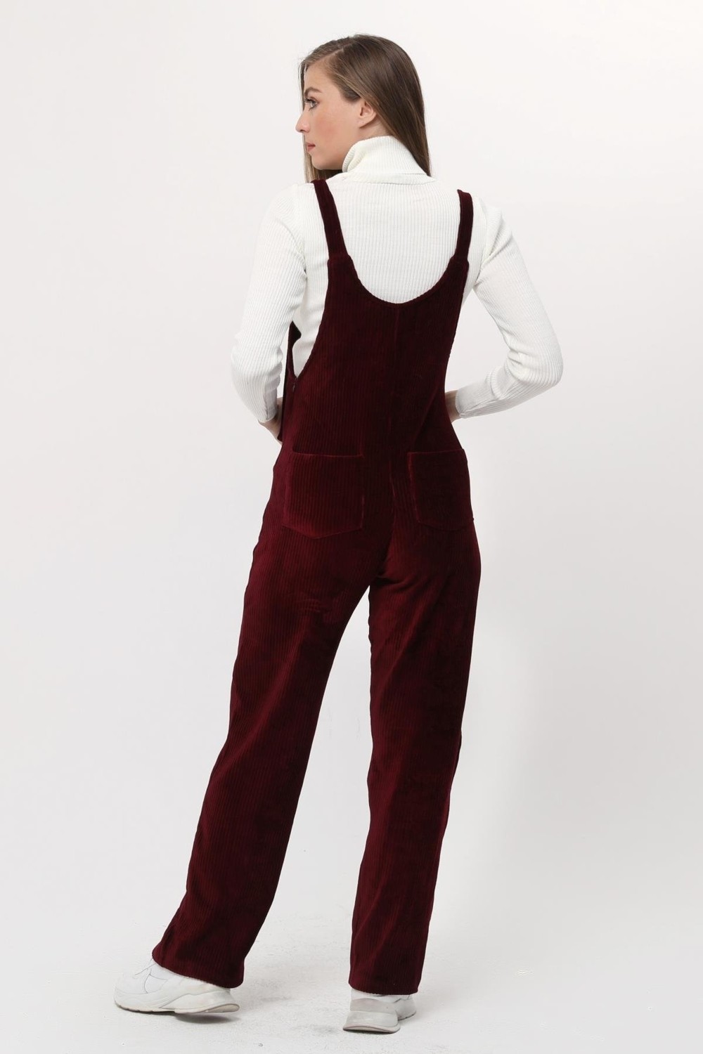 Luvmabelly MYRA6113 - Bordo Kadife Hamile Salopet görsel 5