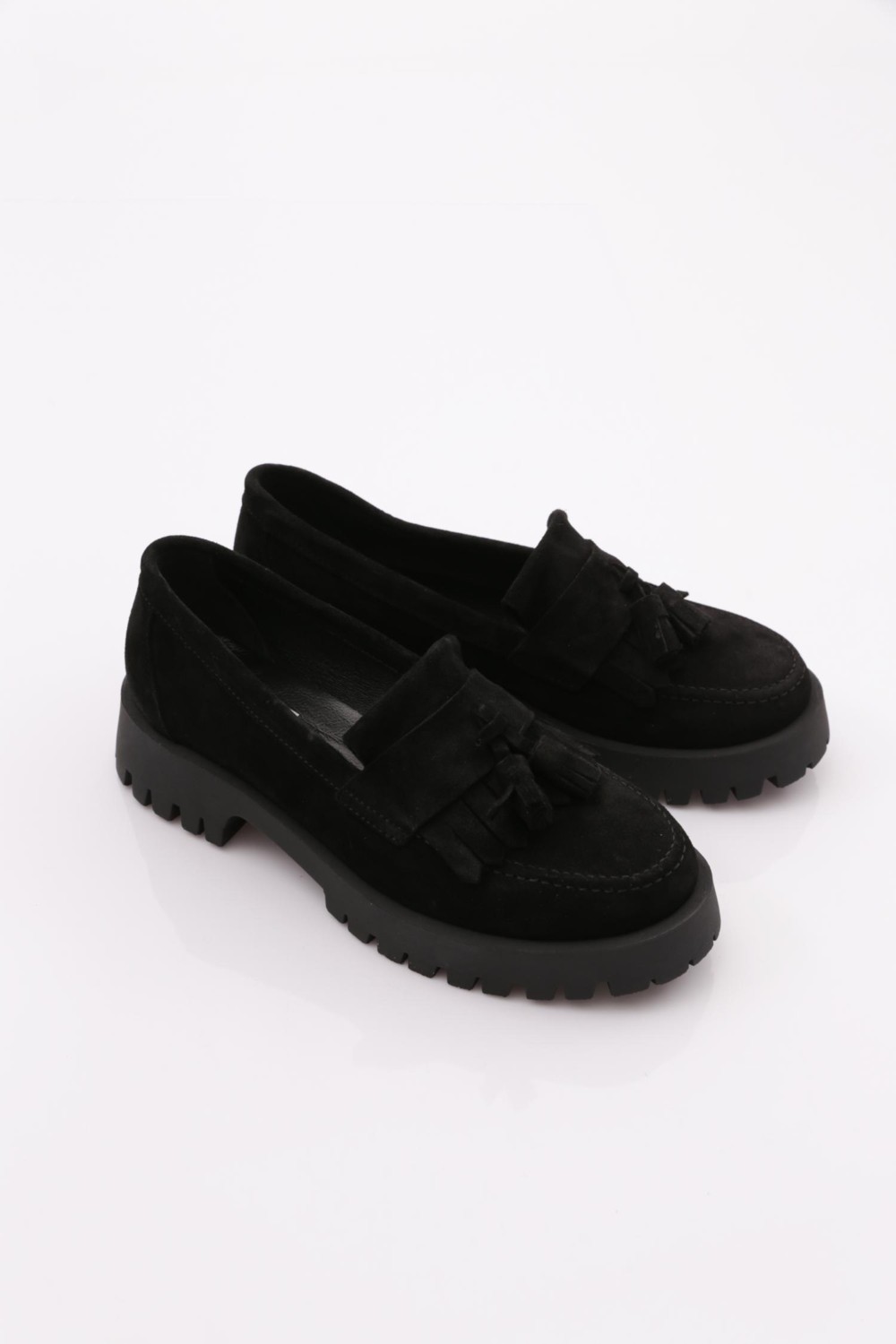 DGN 2840 Kadin Kalin Taban Püsküllü Loafer Ayakkabi görsel 2