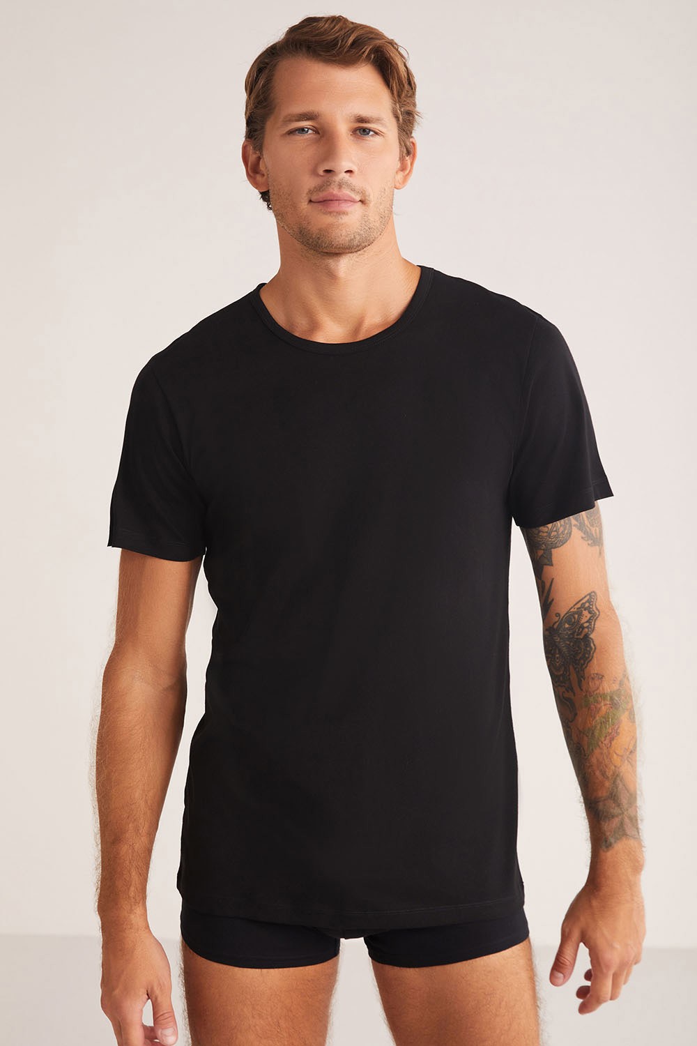 Kom Hulio Bisiklet Yaka 2 li Erkek Tshirt görsel 4