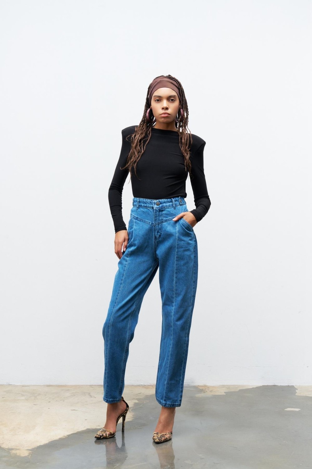 Basic Park Lacivert Nevruz Dikişli %100 Cotton Denim Pantolon