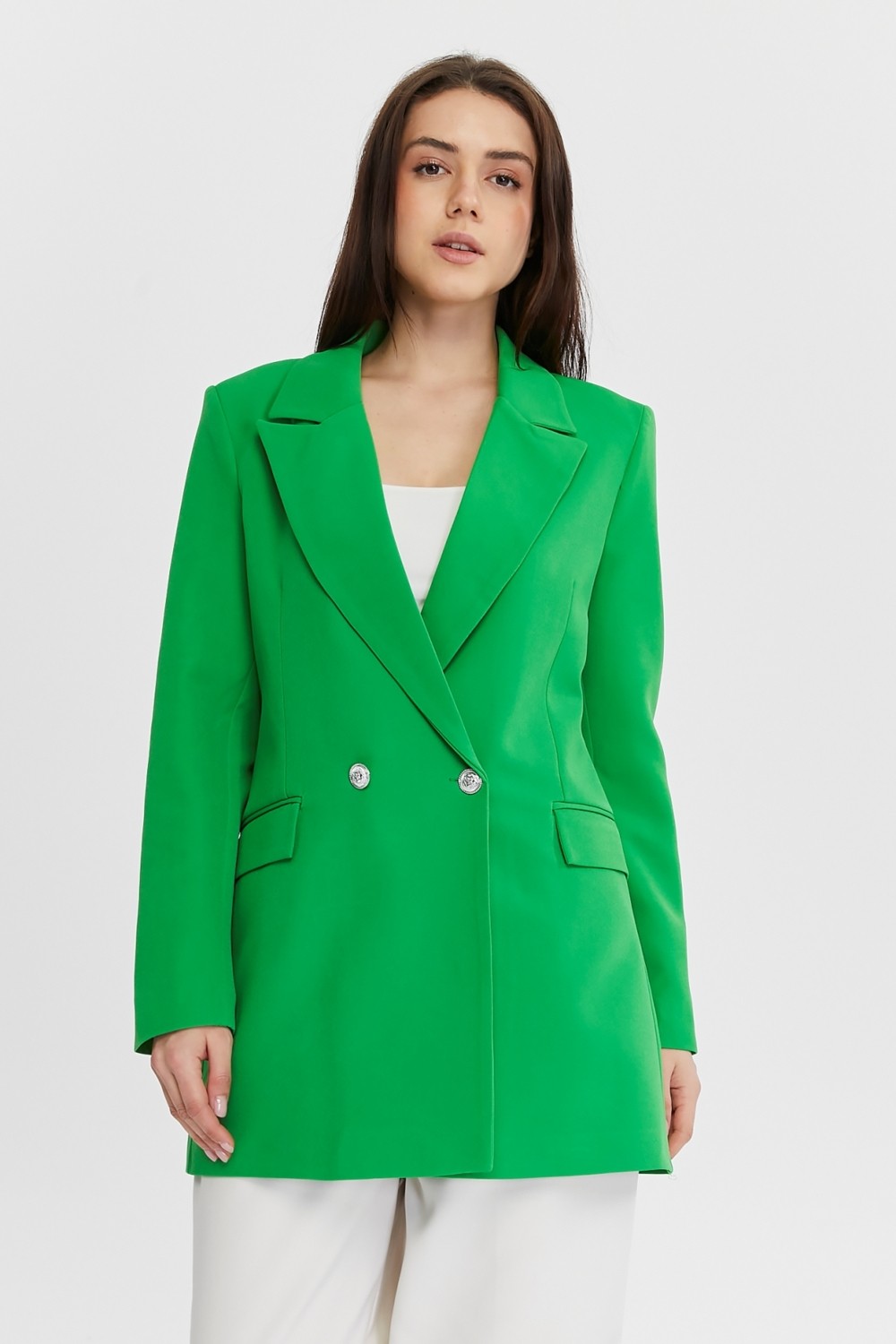 Bolivente Siyah Oversize Dokuma Blazer Ceket