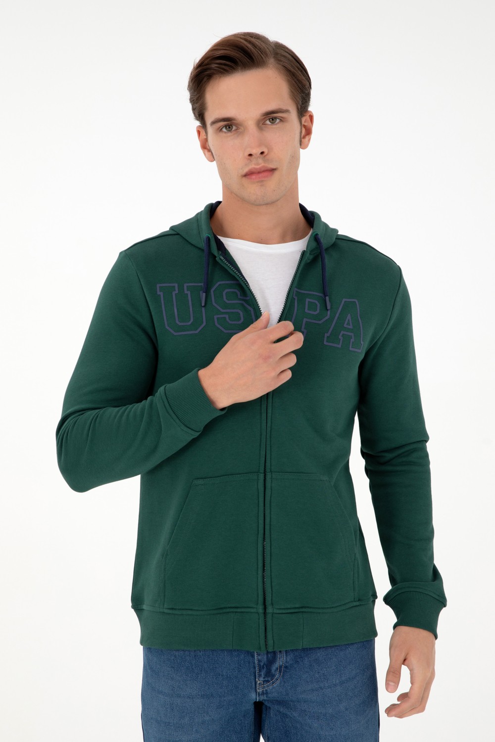 U.S. Polo Assn. Erkek Koyu Yeşil Örme Hırka 50295172-VR079 görsel 3