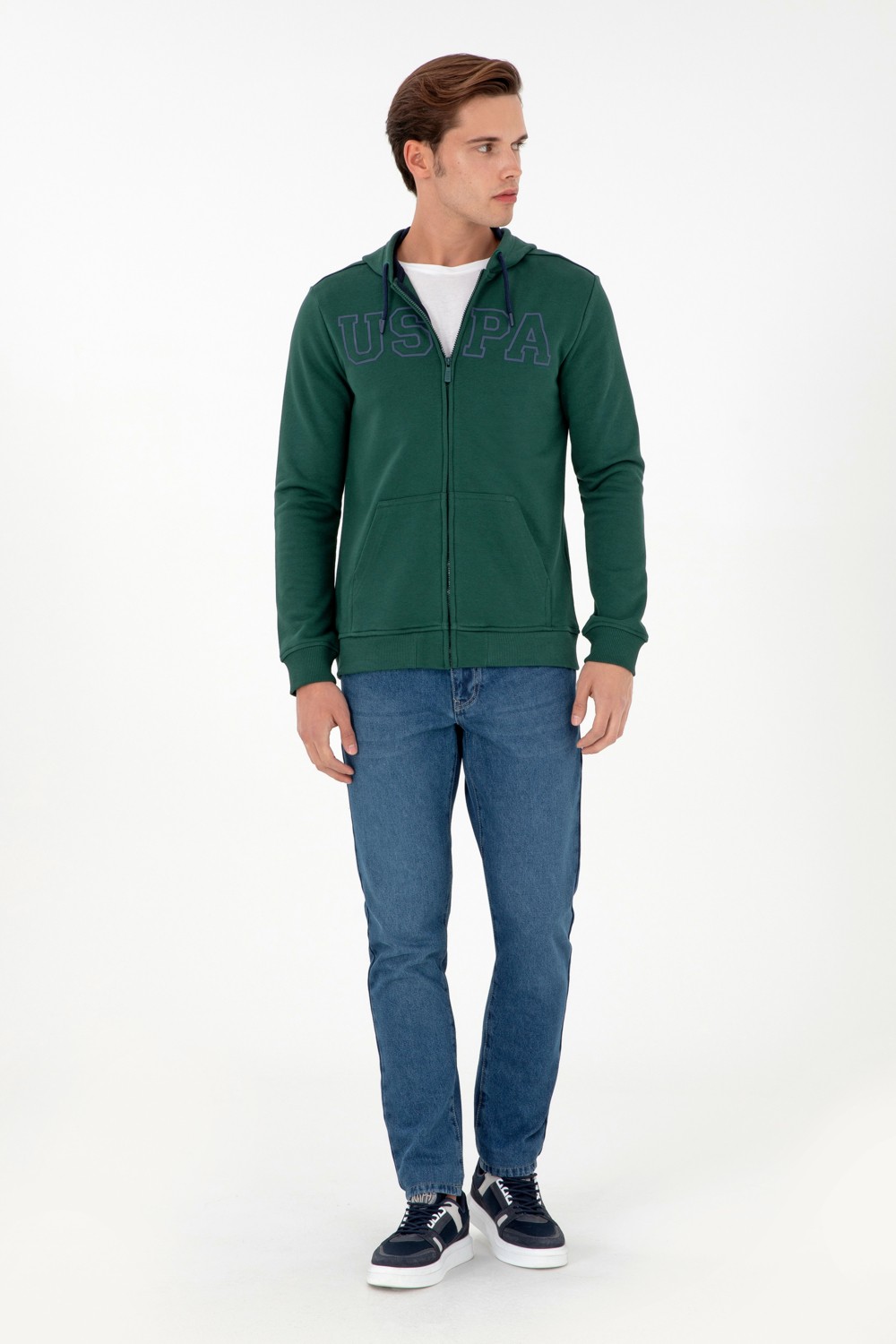U.S. Polo Assn. Erkek Koyu Yeşil Örme Hırka 50295172-VR079 görsel 4