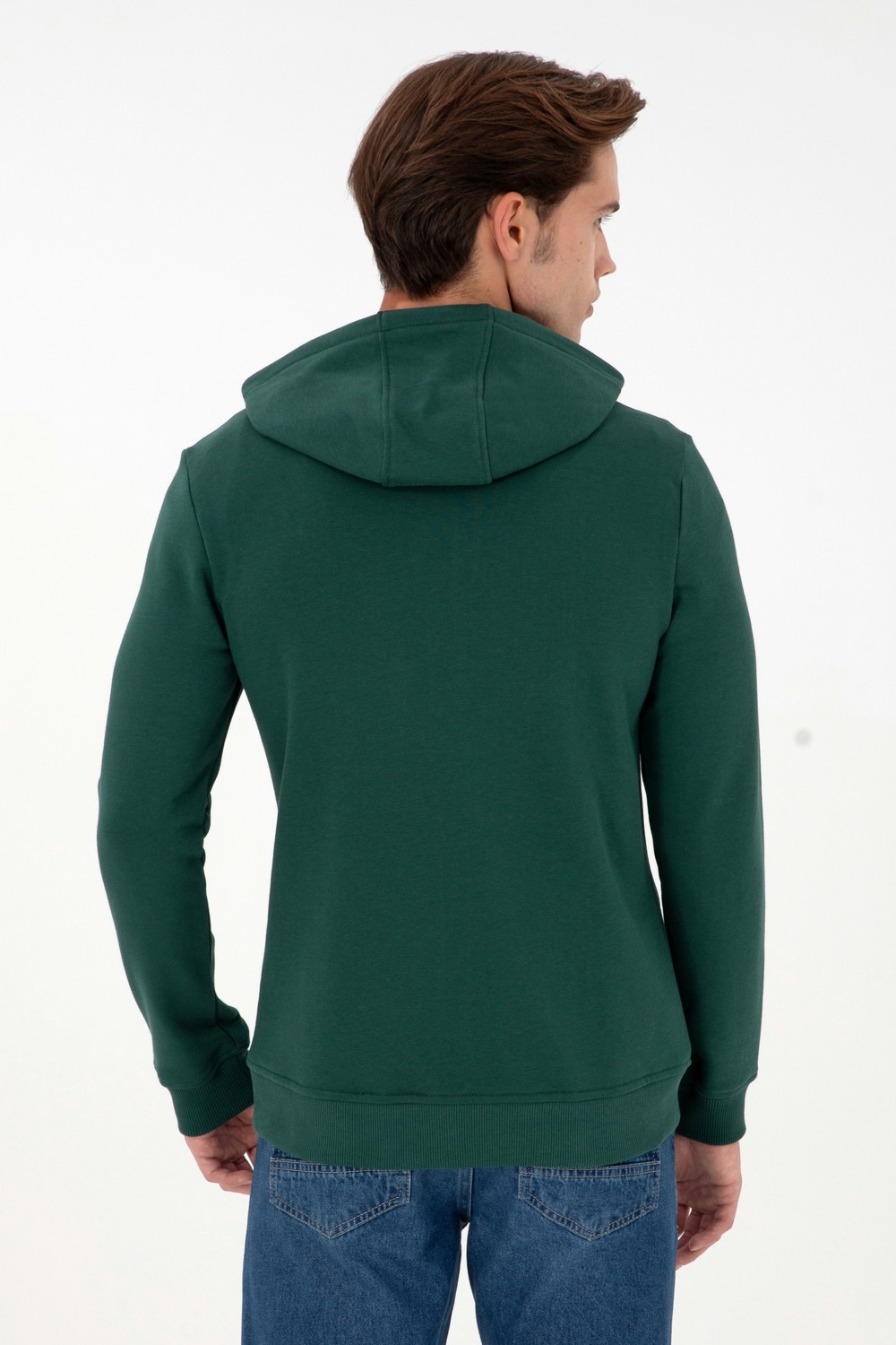 U.S. Polo Assn. Erkek Koyu Yeşil Örme Hırka 50295172-VR079 görsel 5