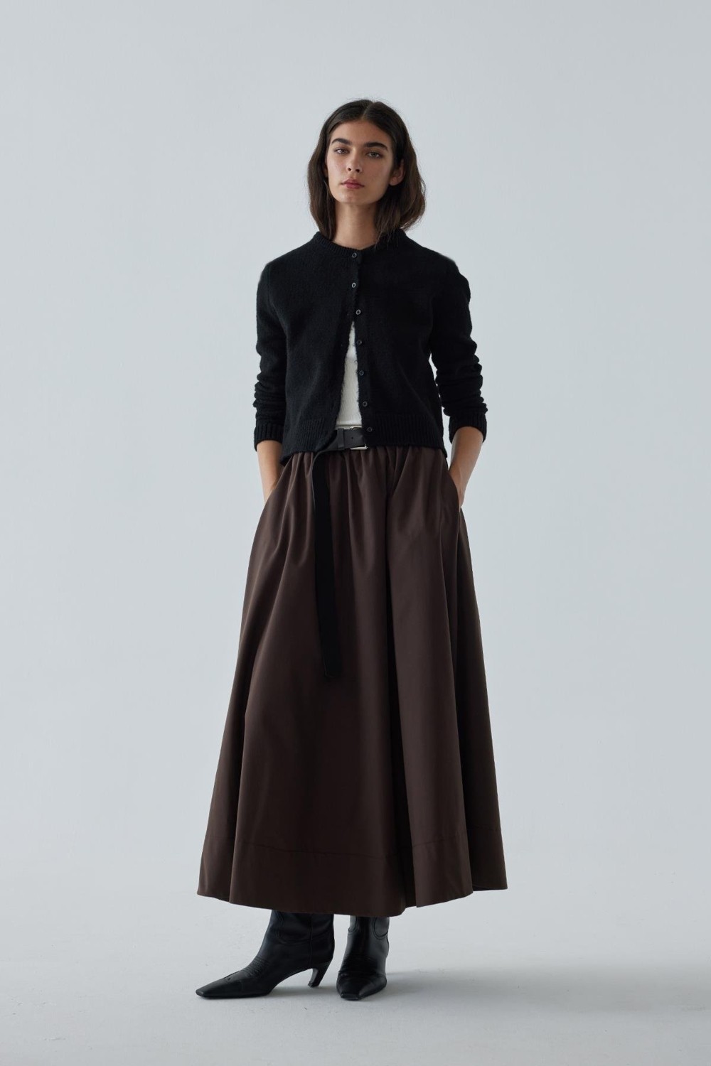 Suud Collection Ekru Day Poplin Kloş Etek görsel 8