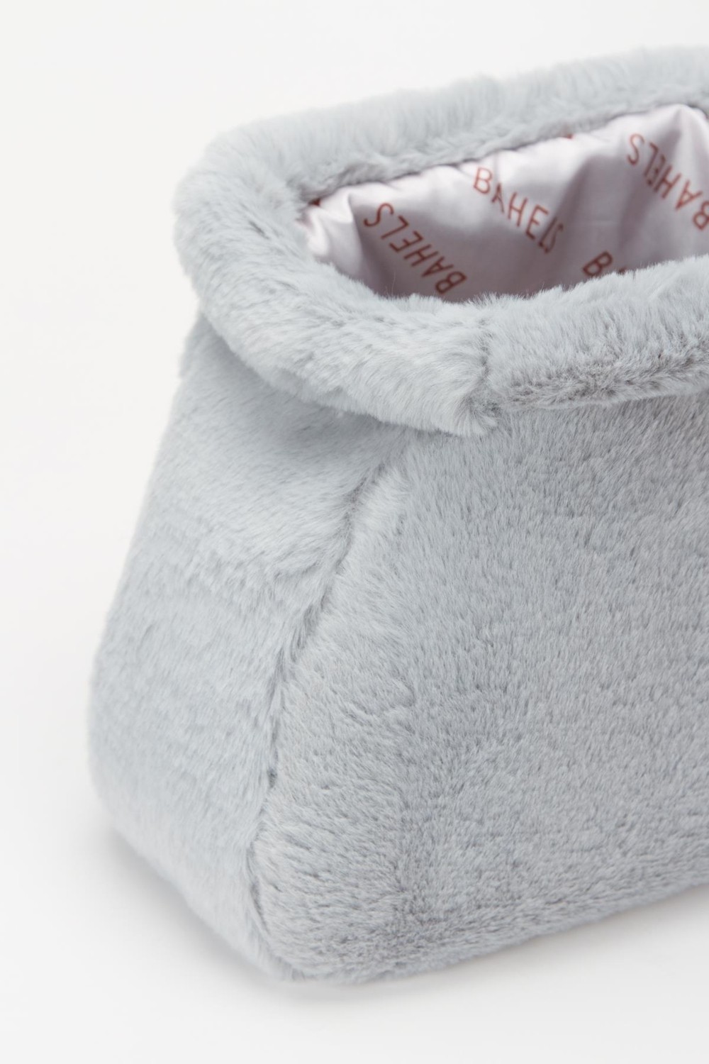 Bahels Yumuşak Peluş Bahels Kadın Clutch Portföy Çanta Gri Orta Boy Tekstil Malzeme ile Şık Görünüm görsel 3