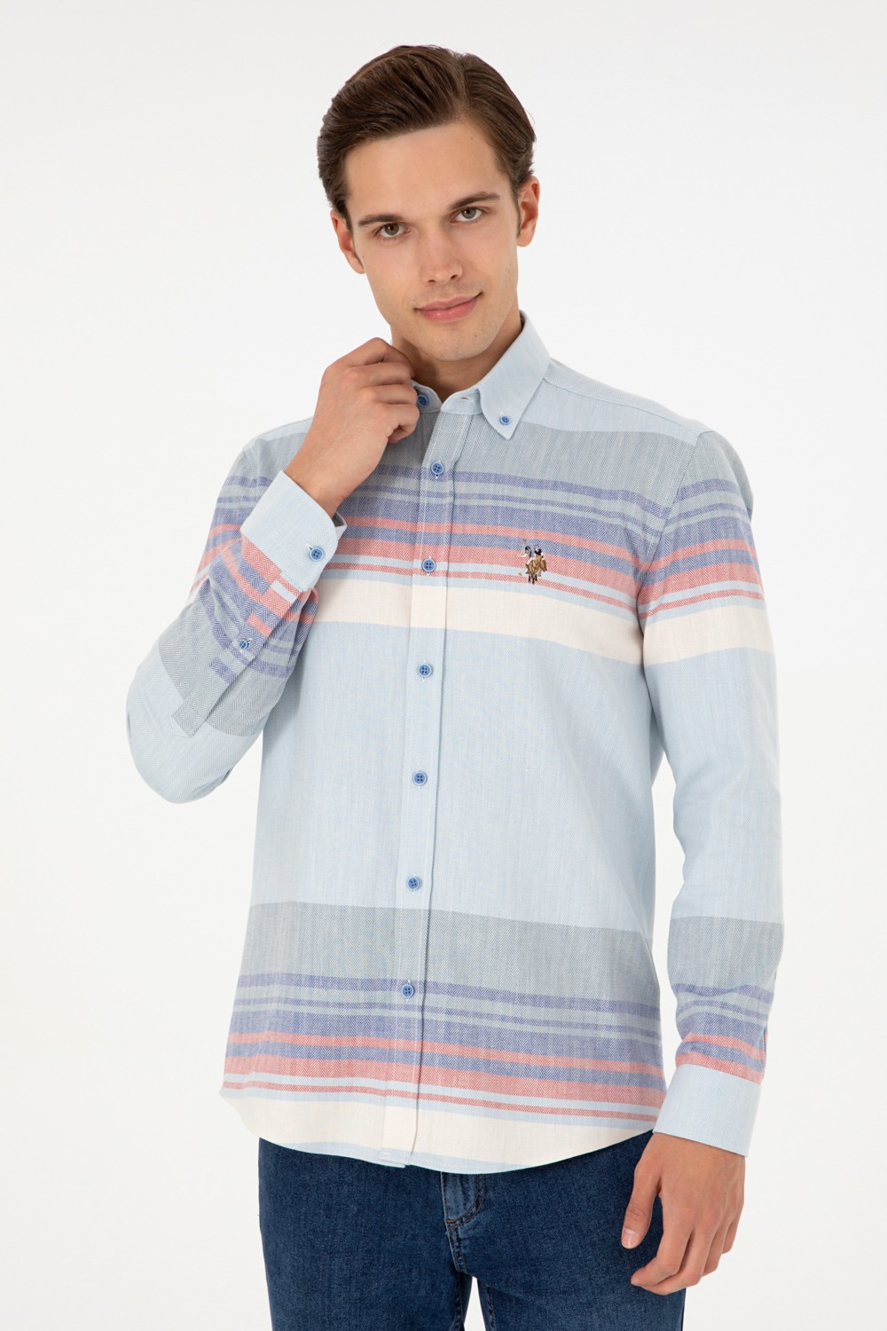 U.S. Polo Assn. Erkek Saks Uzun Kollu Gömlek 50291255-VR032 görsel 3
