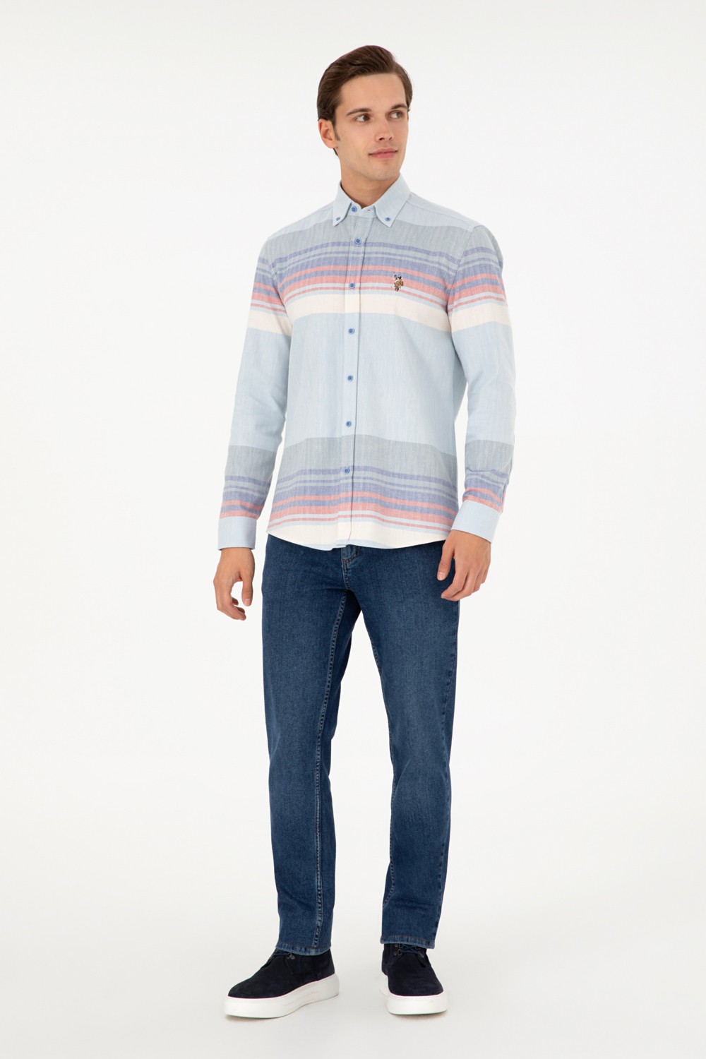 U.S. Polo Assn. Erkek Saks Uzun Kollu Gömlek 50291255-VR032 görsel 4