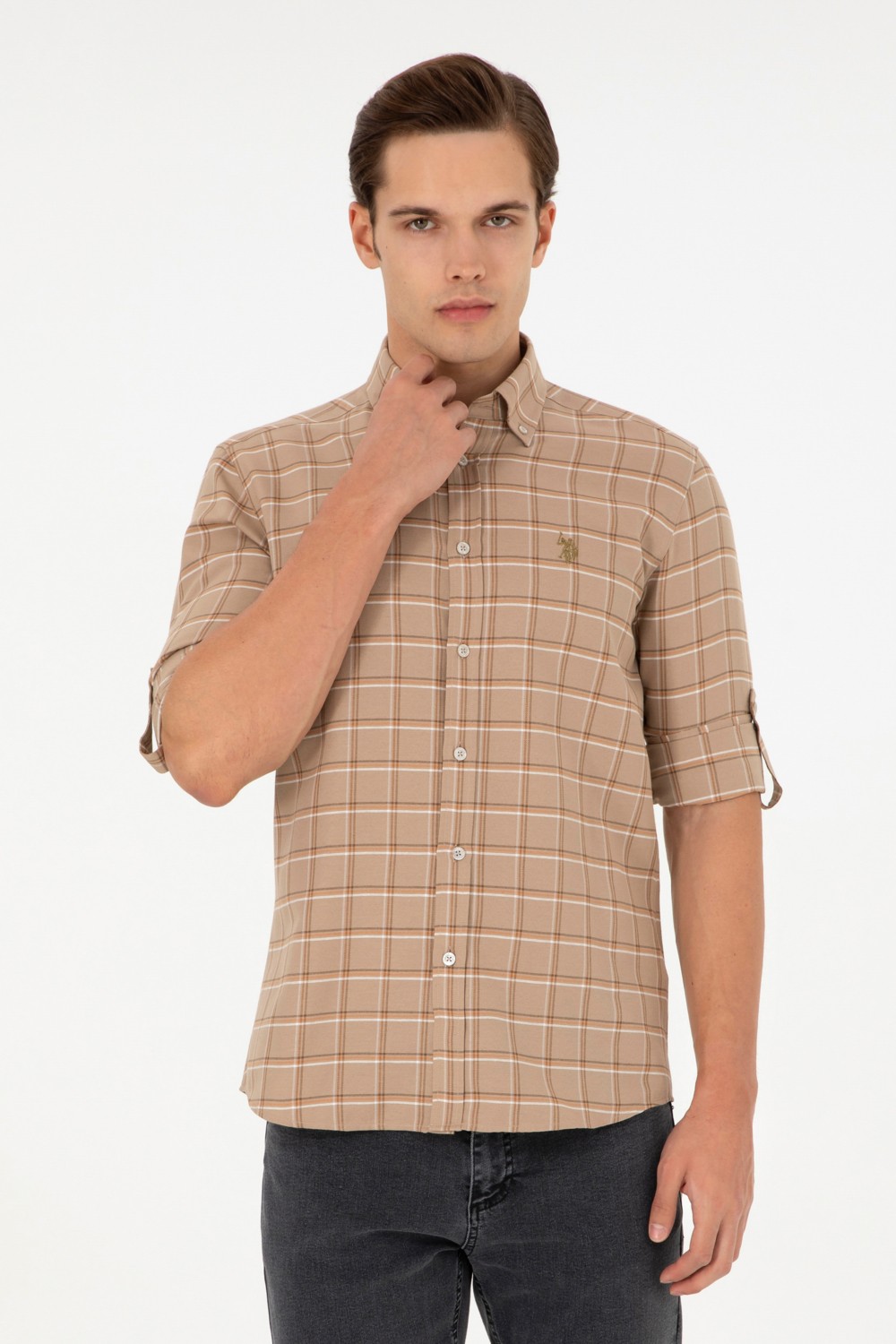 U.S. Polo Assn. Erkek Kum Uzun Kollu Gömlek 50296615-VR085